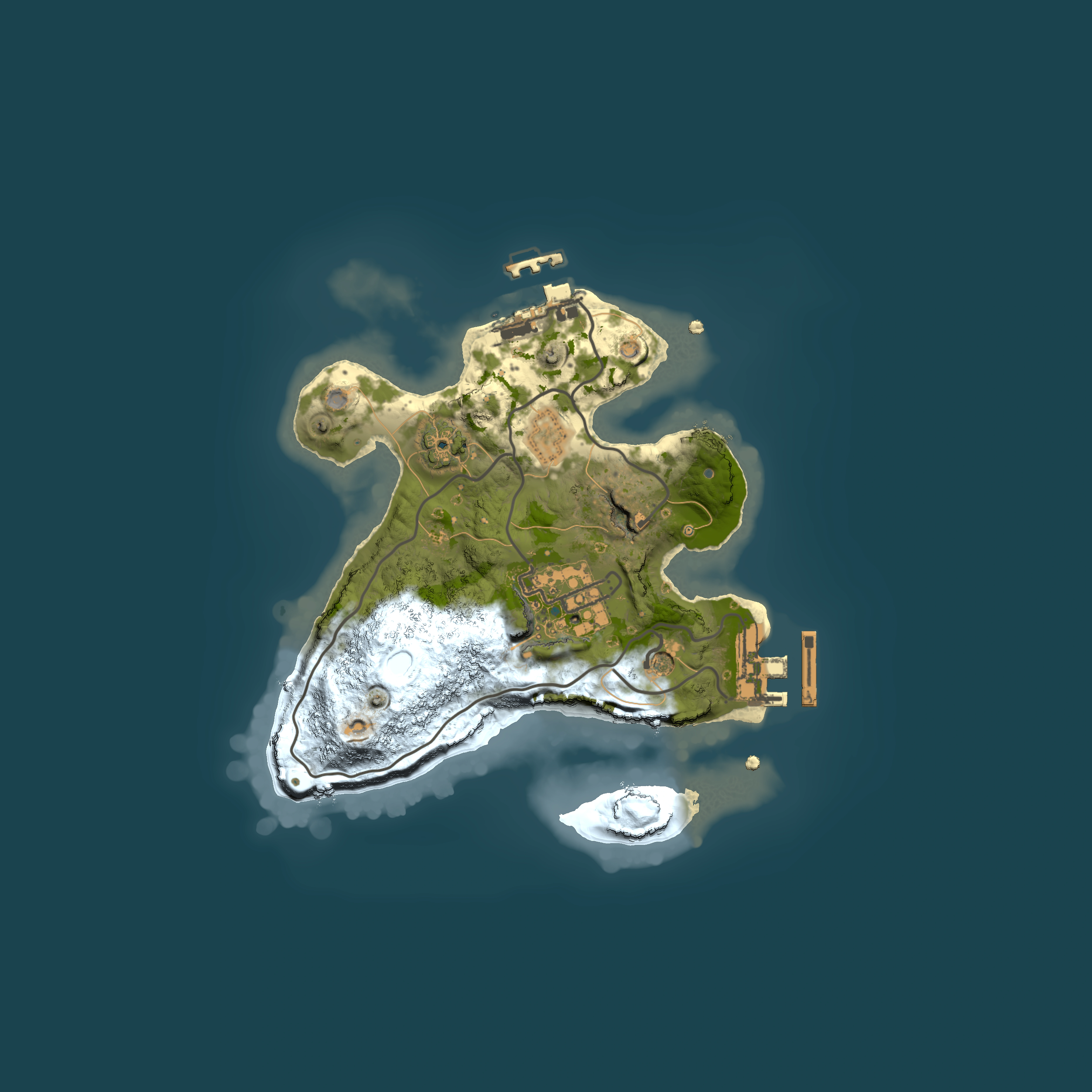 Full top-down render of Rust map seed 126164466, 2000x2000m