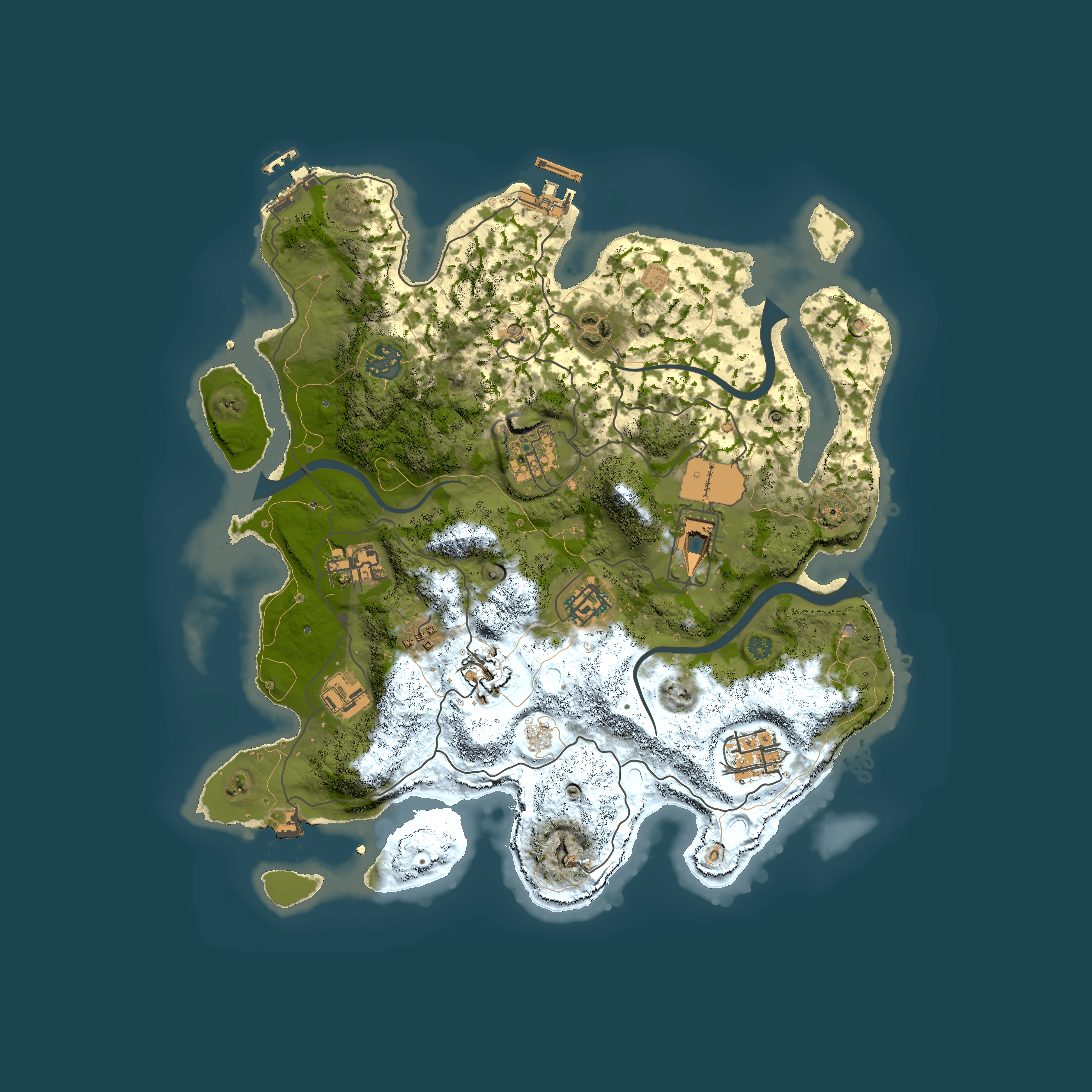 Full top-down render of Rust map seed 936714311, 3500x3500m