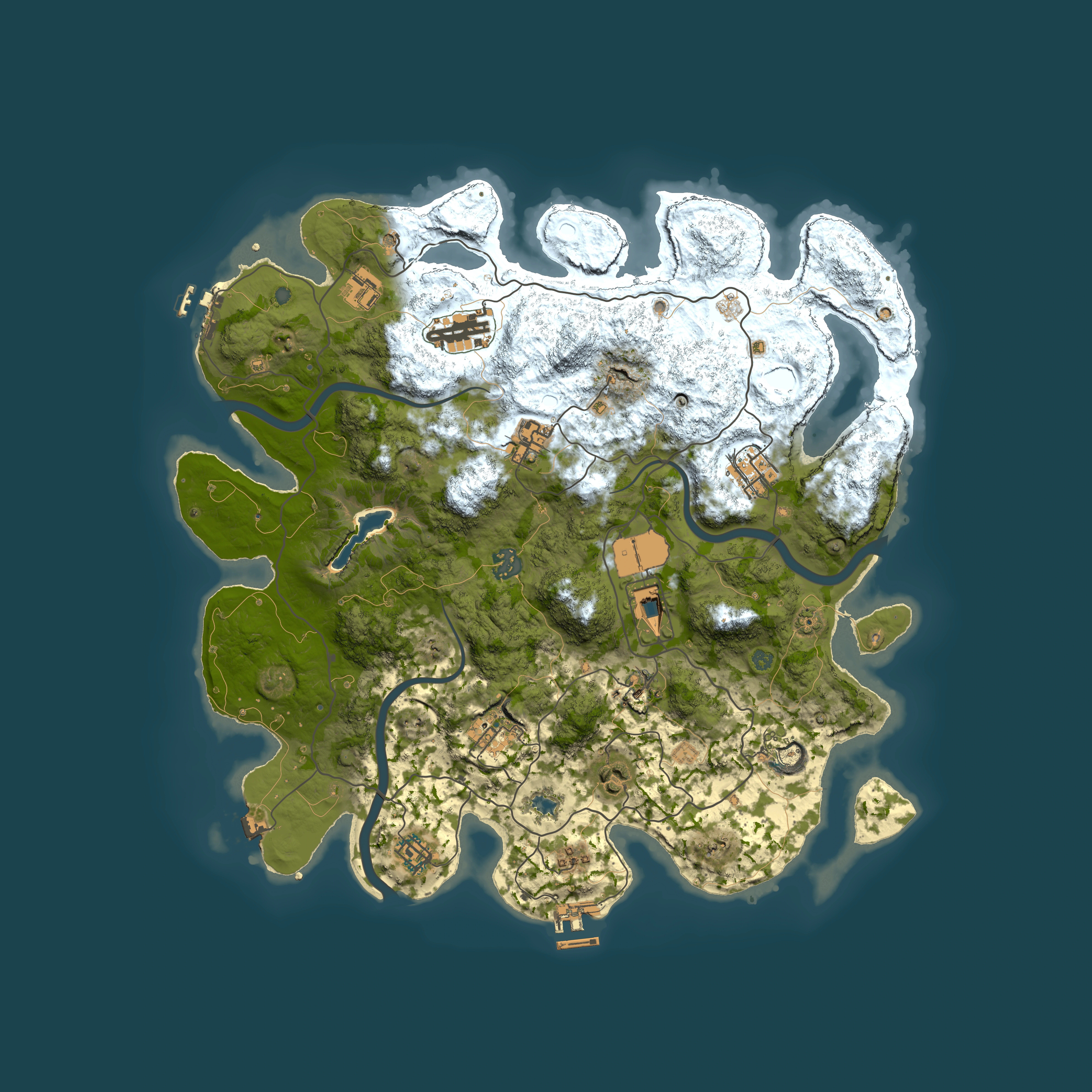 Full top-down render of Rust map seed 993199761, 4000x4000m