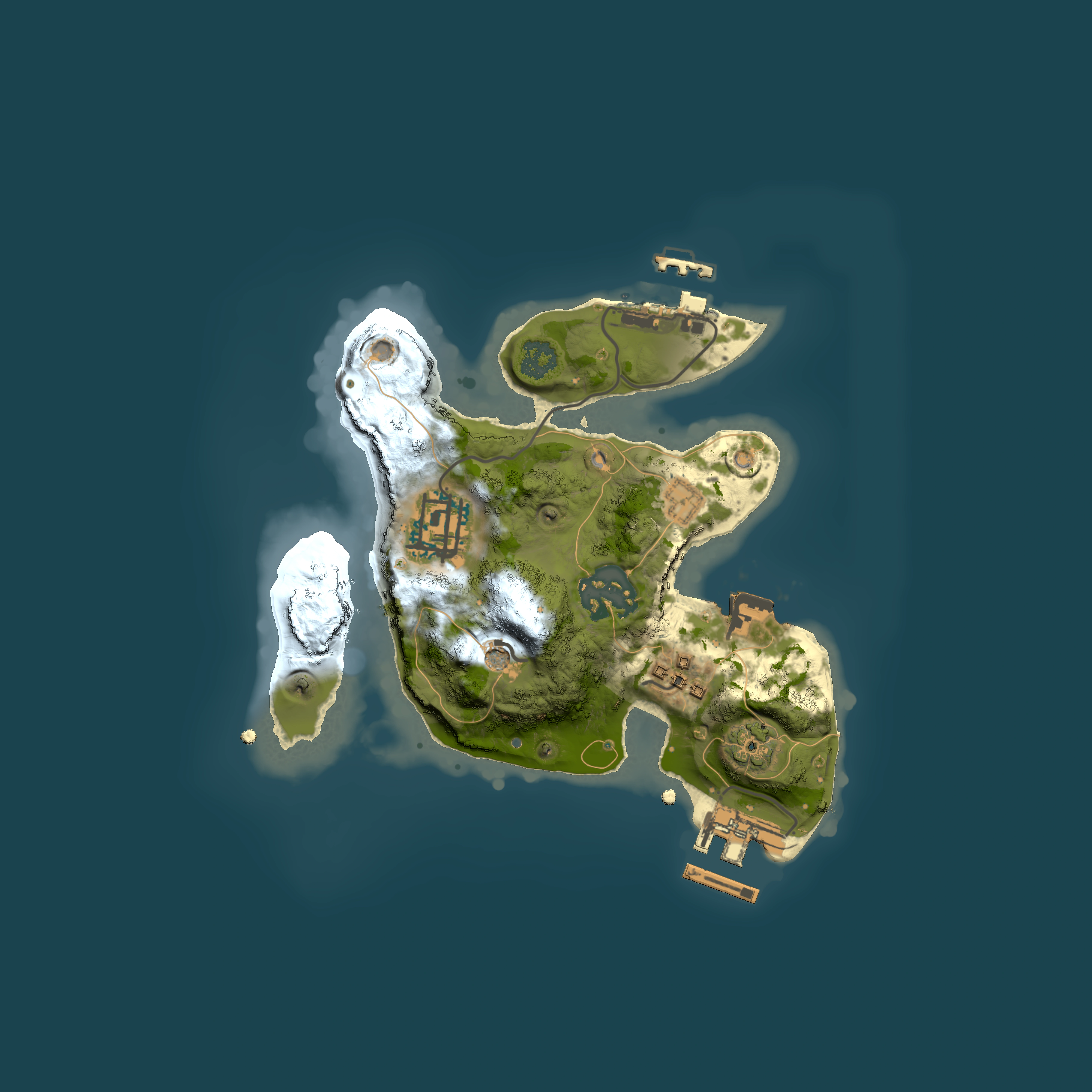 Full top-down render of Rust map seed 1358100094, 2000x2000m