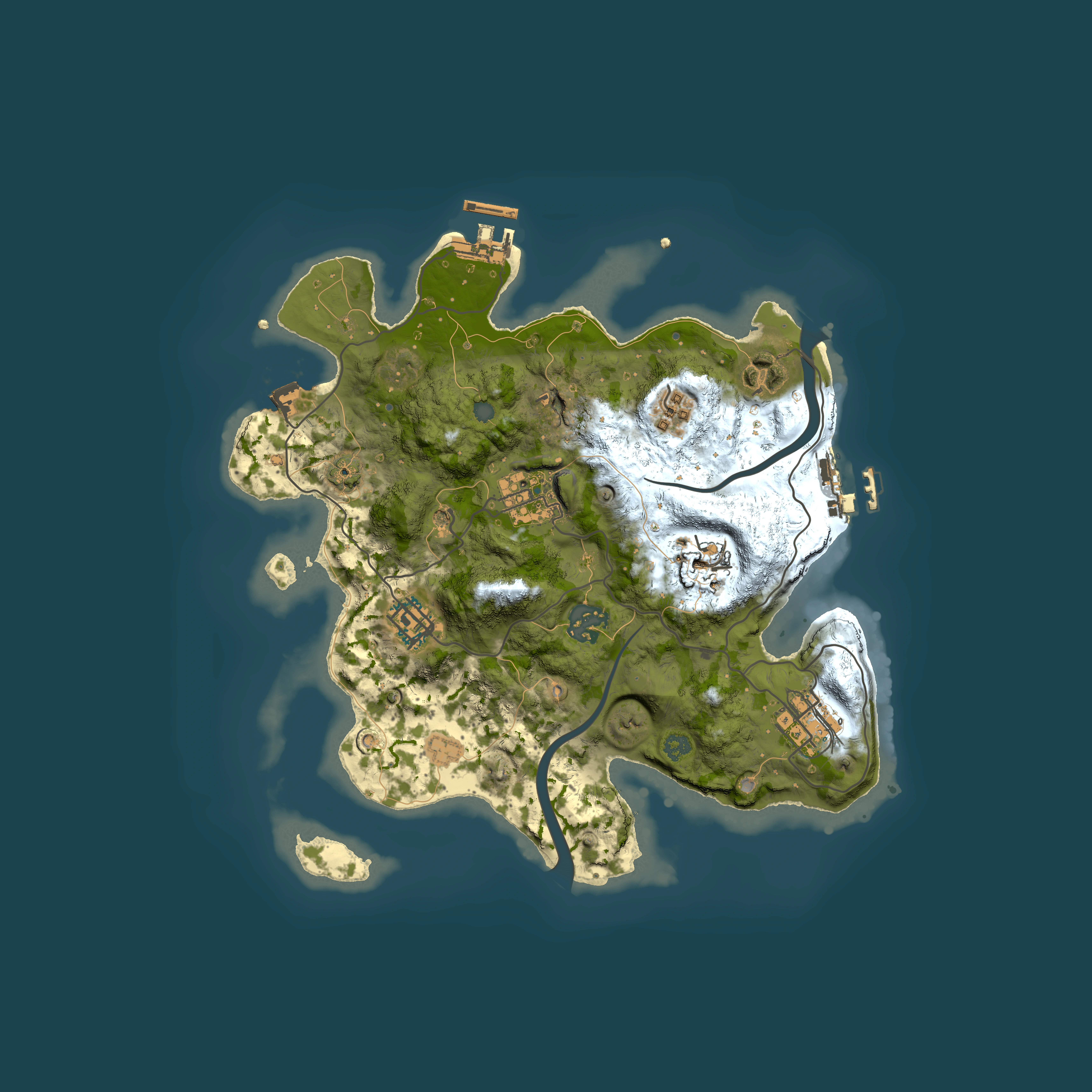 Full top-down render of Rust map seed 438666060, 3000x3000m
