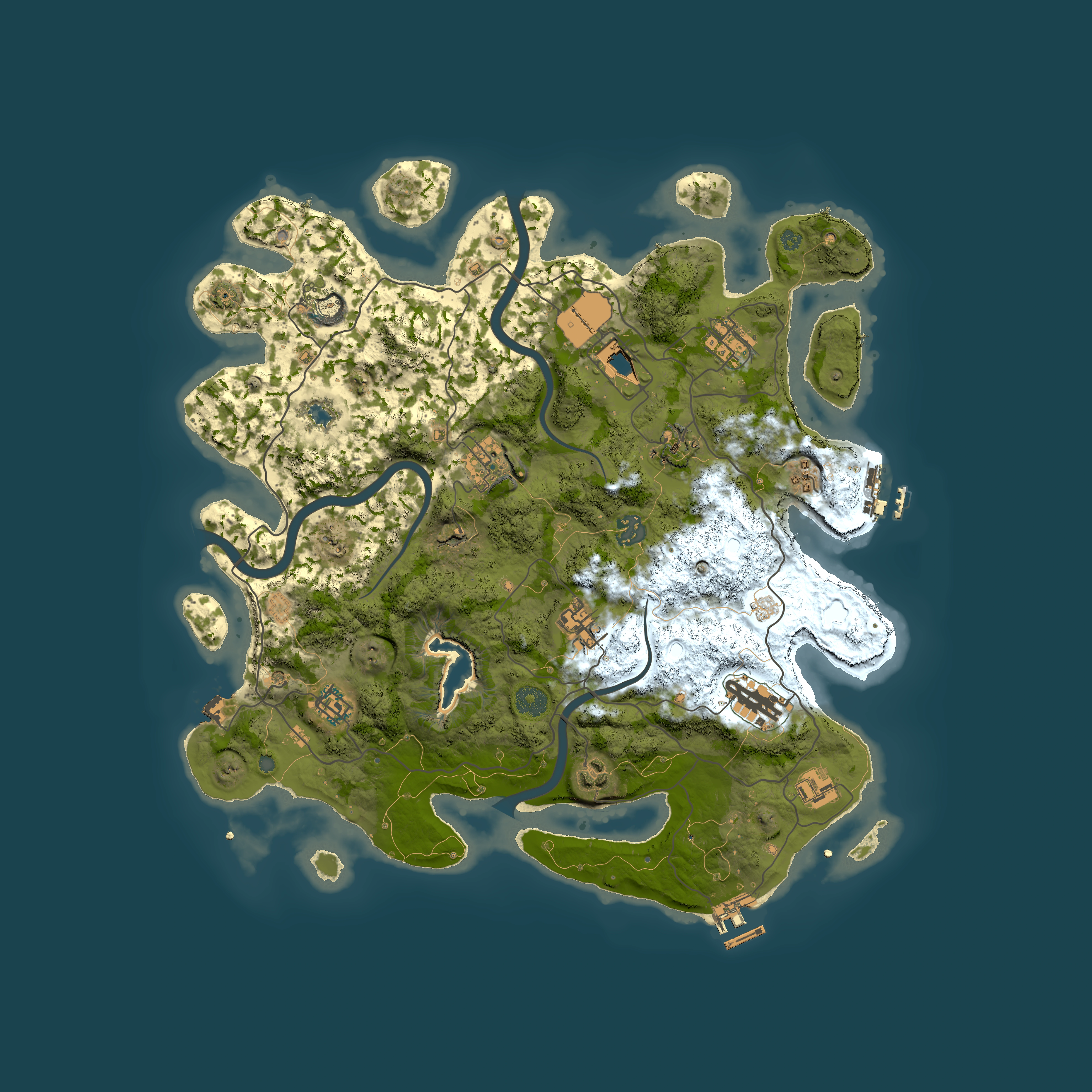 Full top-down render of Rust map seed 737363348, 4000x4000m