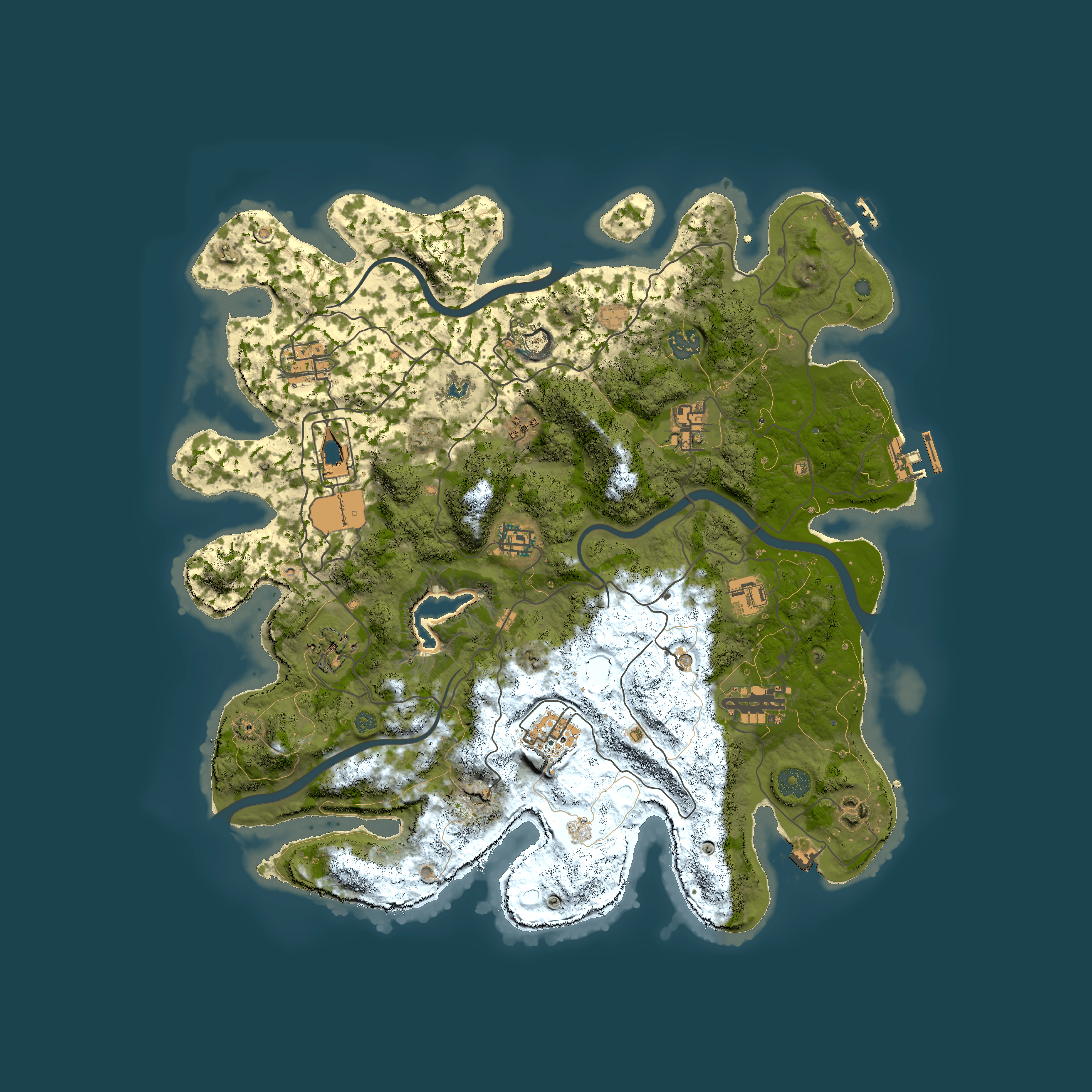 Full top-down render of Rust map seed 260258293, 4000x4000m