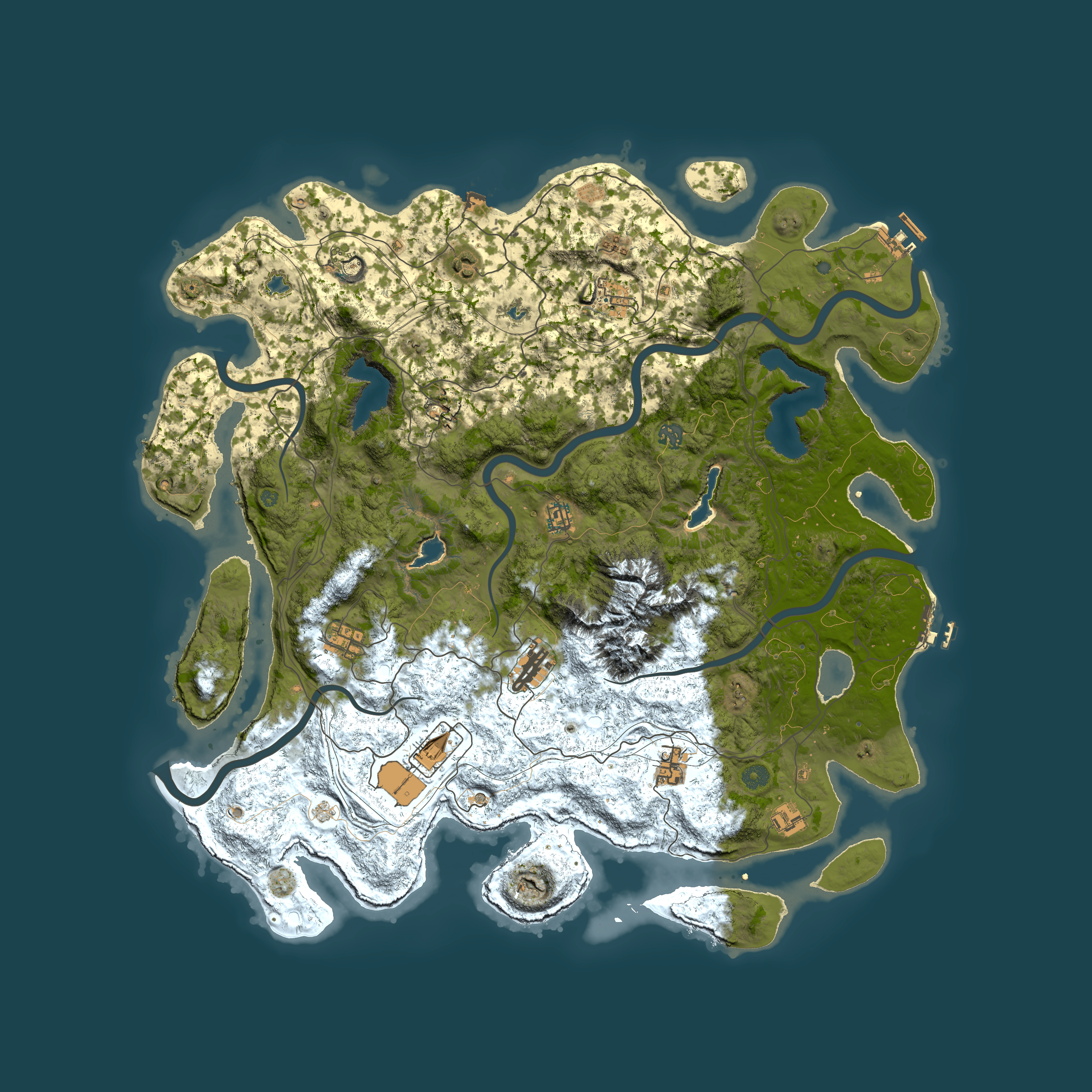 Full top-down render of Rust map seed 198179959, 5000x5000m