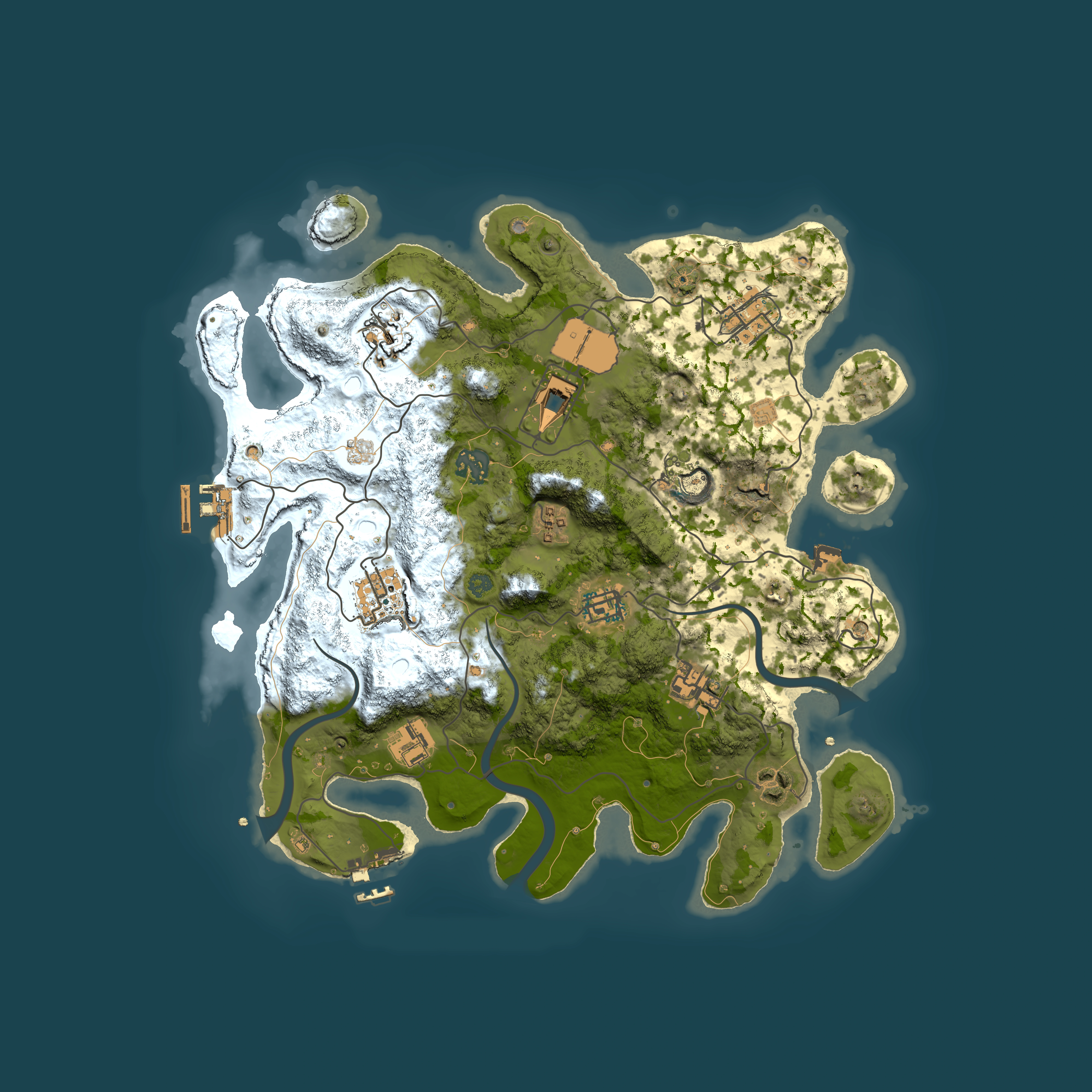Full top-down render of Rust map seed 1472602032, 3500x3500m