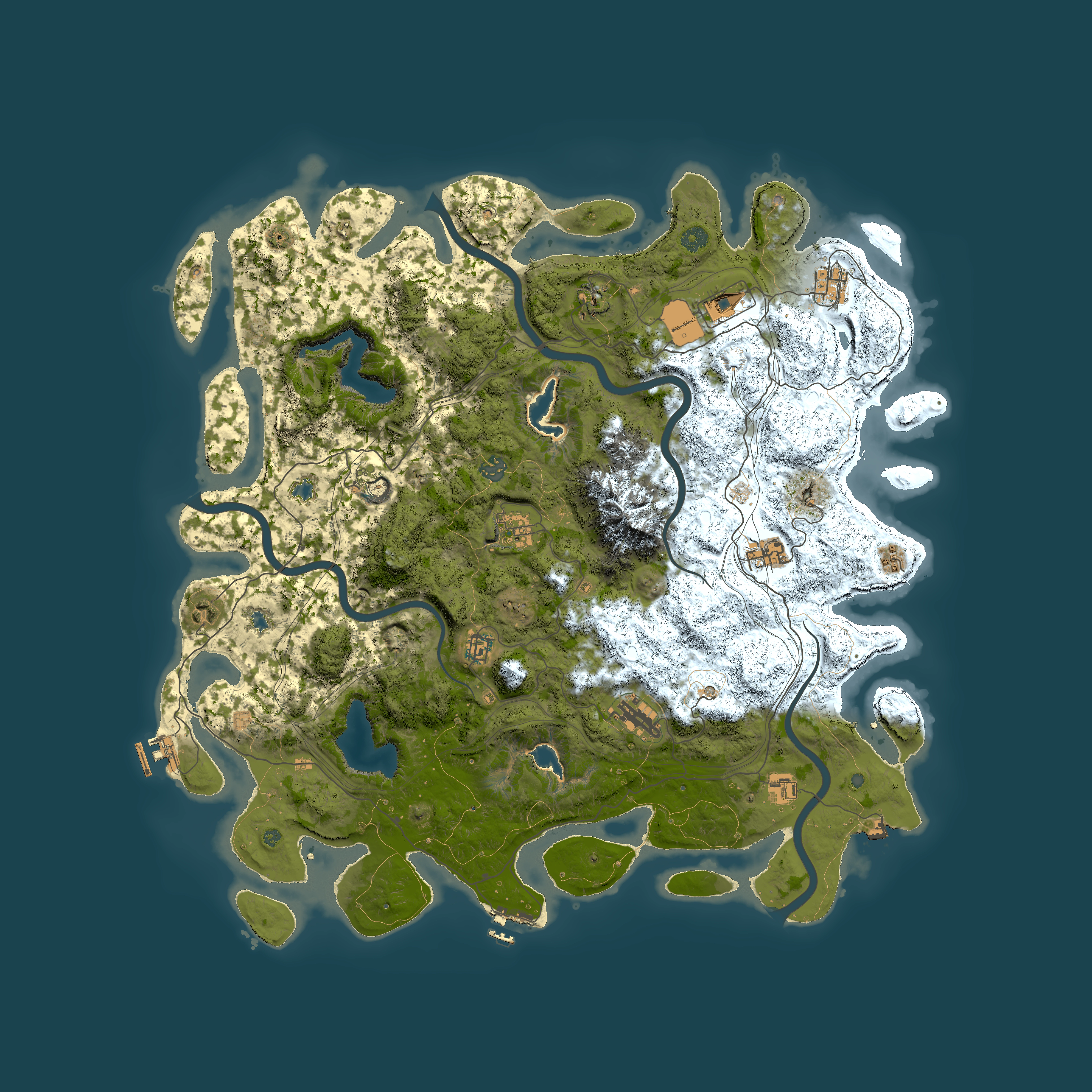 Full top-down render of Rust map seed 1965833316, 5000x5000m