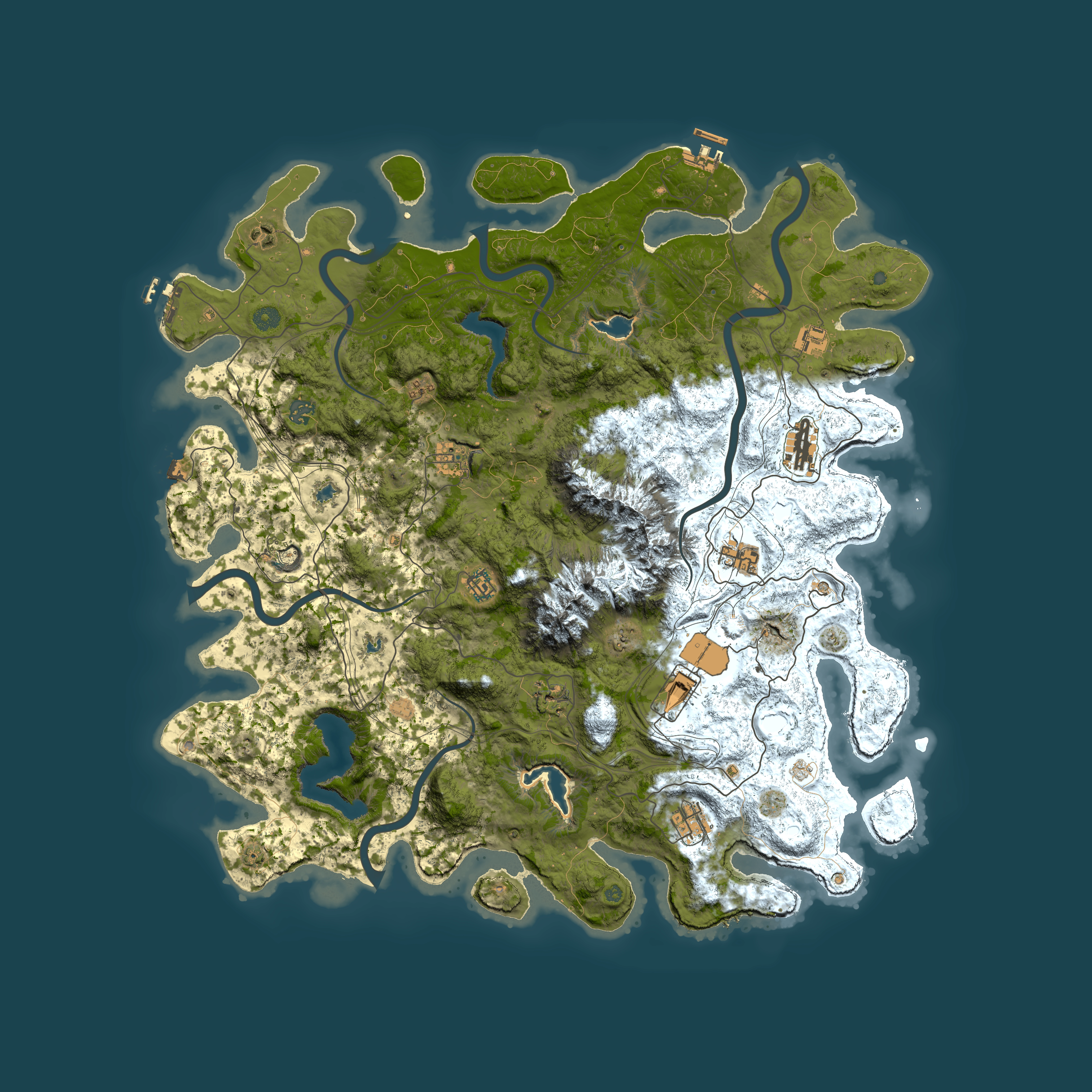 Full top-down render of Rust map seed 1913058501, 5000x5000m