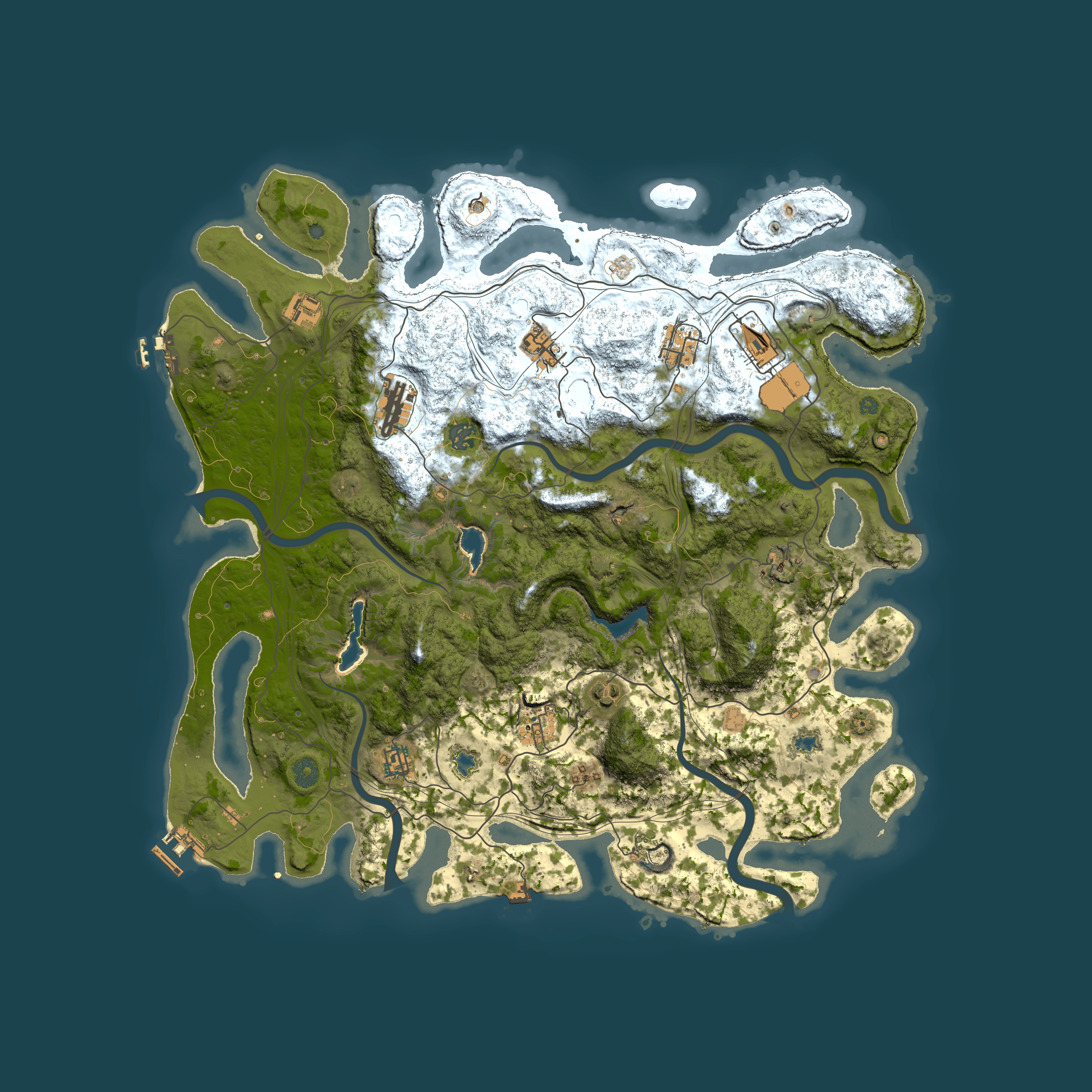 Full top-down render of Rust map seed 1725839242, 4500x4500m