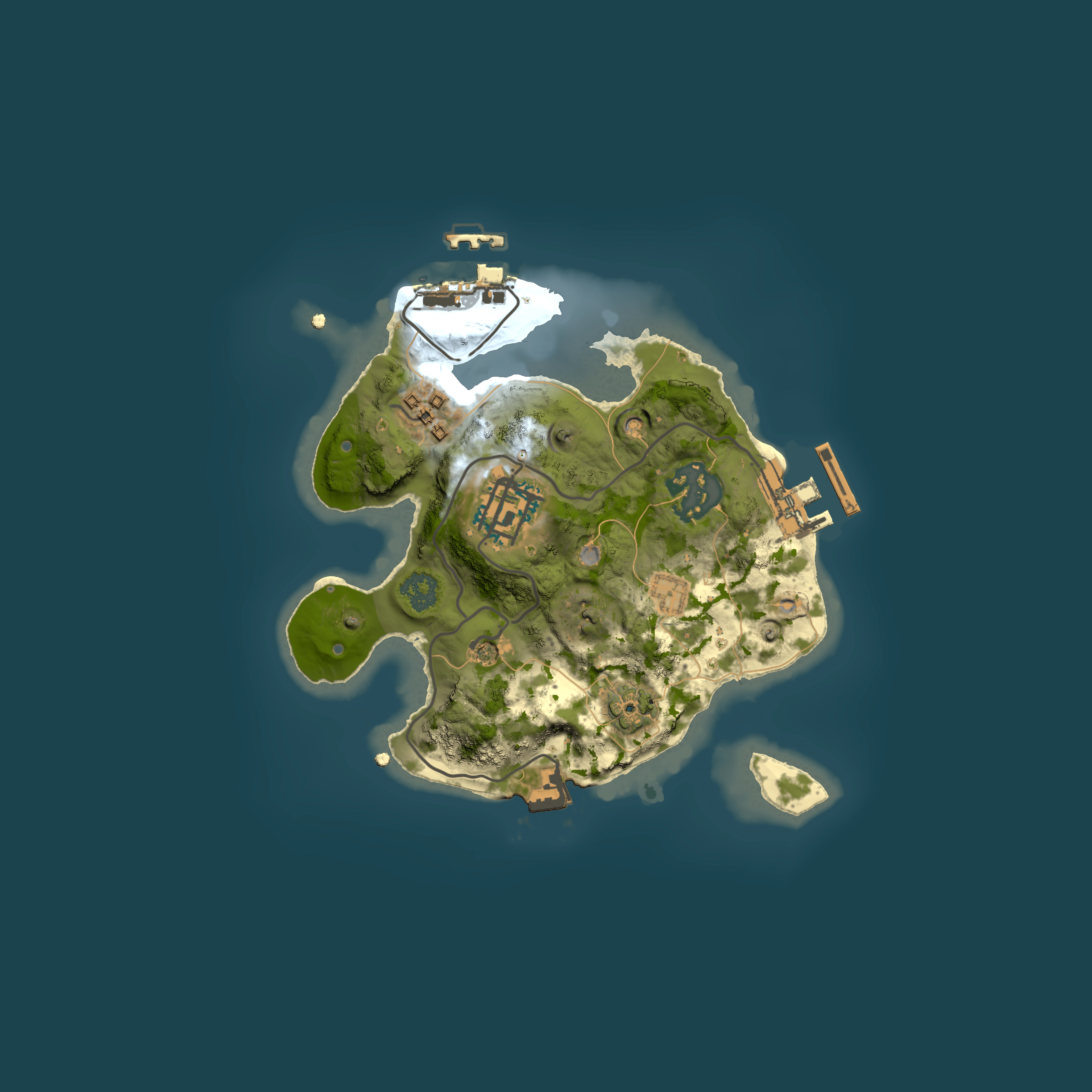Full top-down render of Rust map seed 1678676477, 2000x2000m