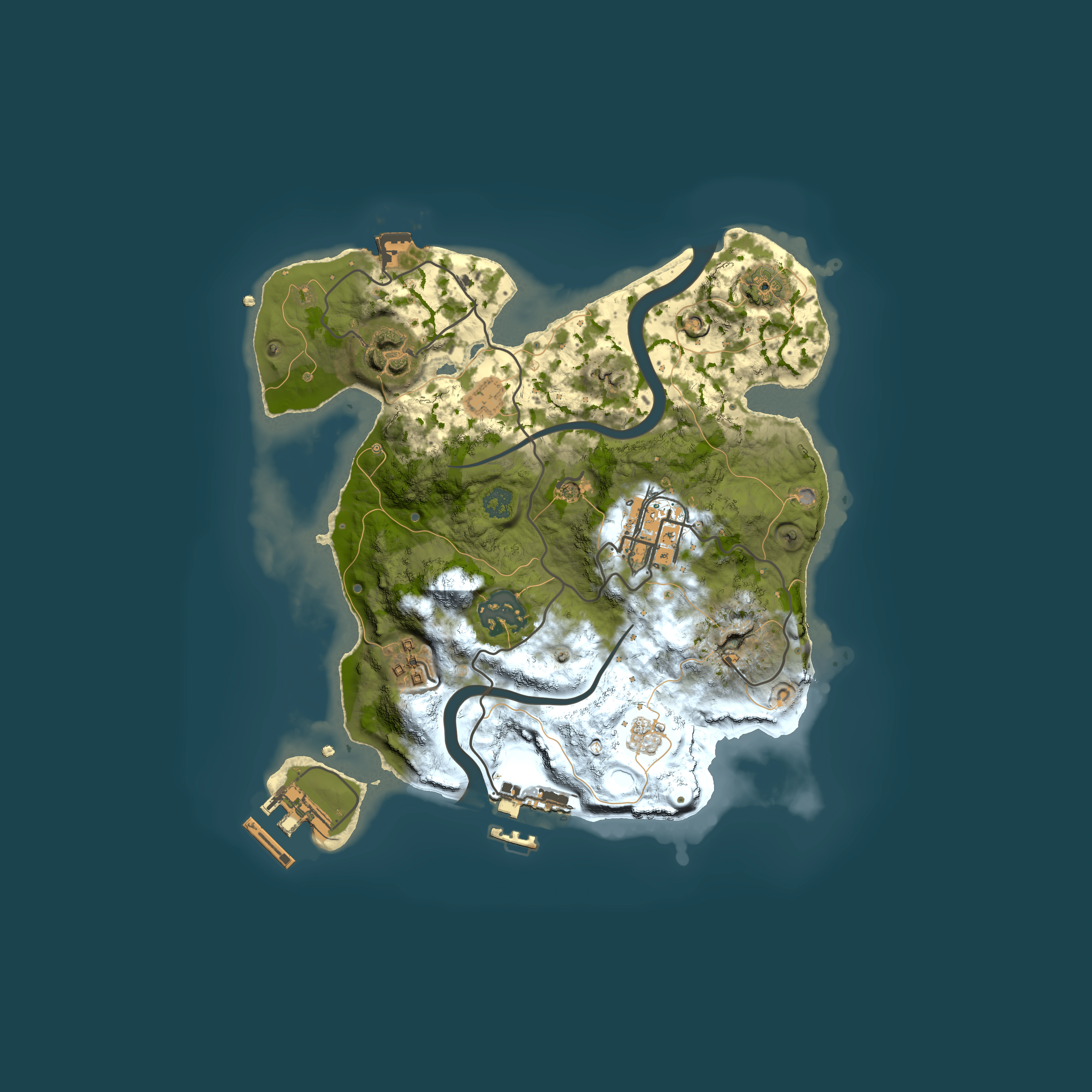 Full top-down render of Rust map seed 1473593091, 2500x2500m