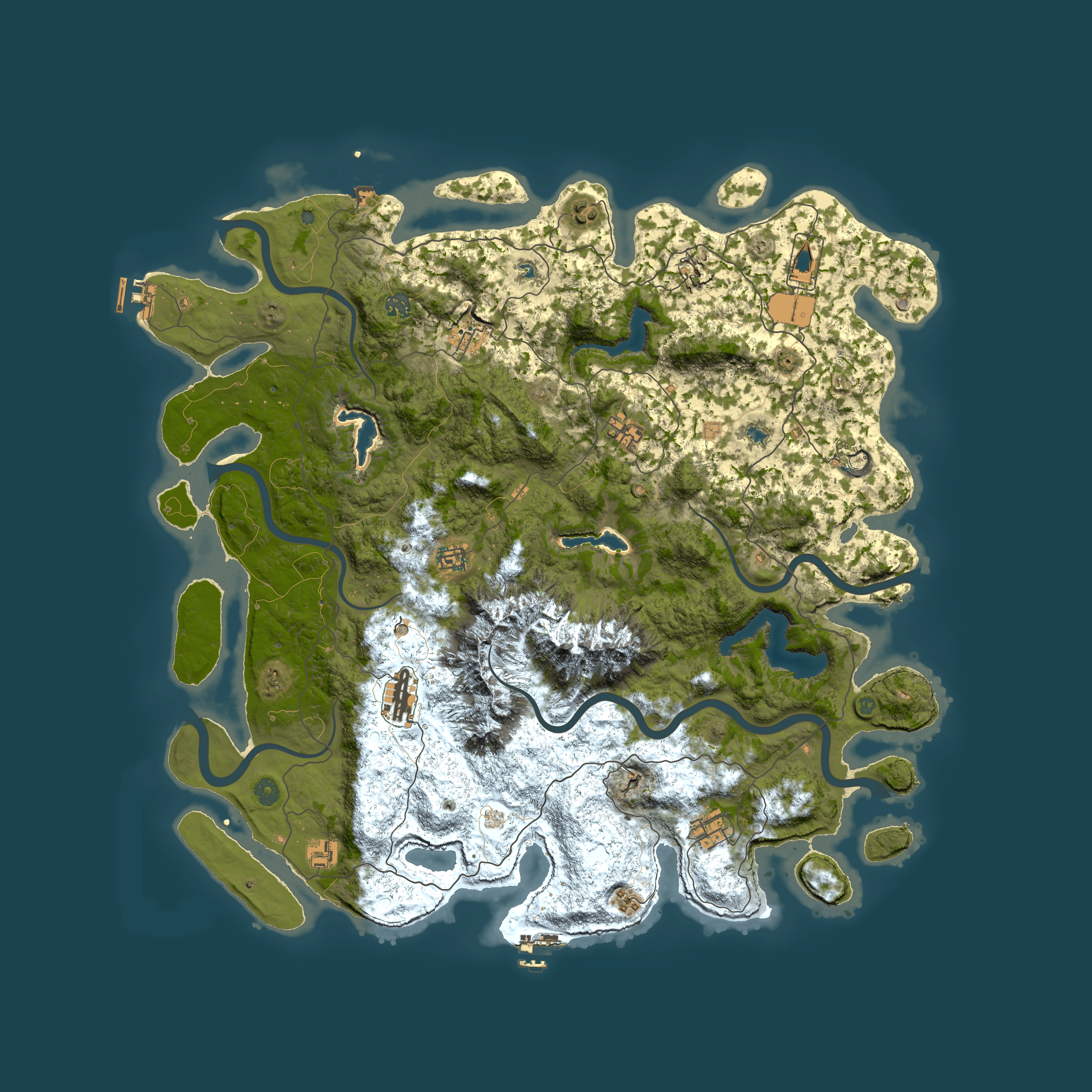 Full top-down render of Rust map seed 1333227697, 5000x5000m