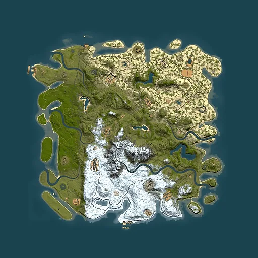 Rust map seed 1333227697, 5000x5000m top-down preview