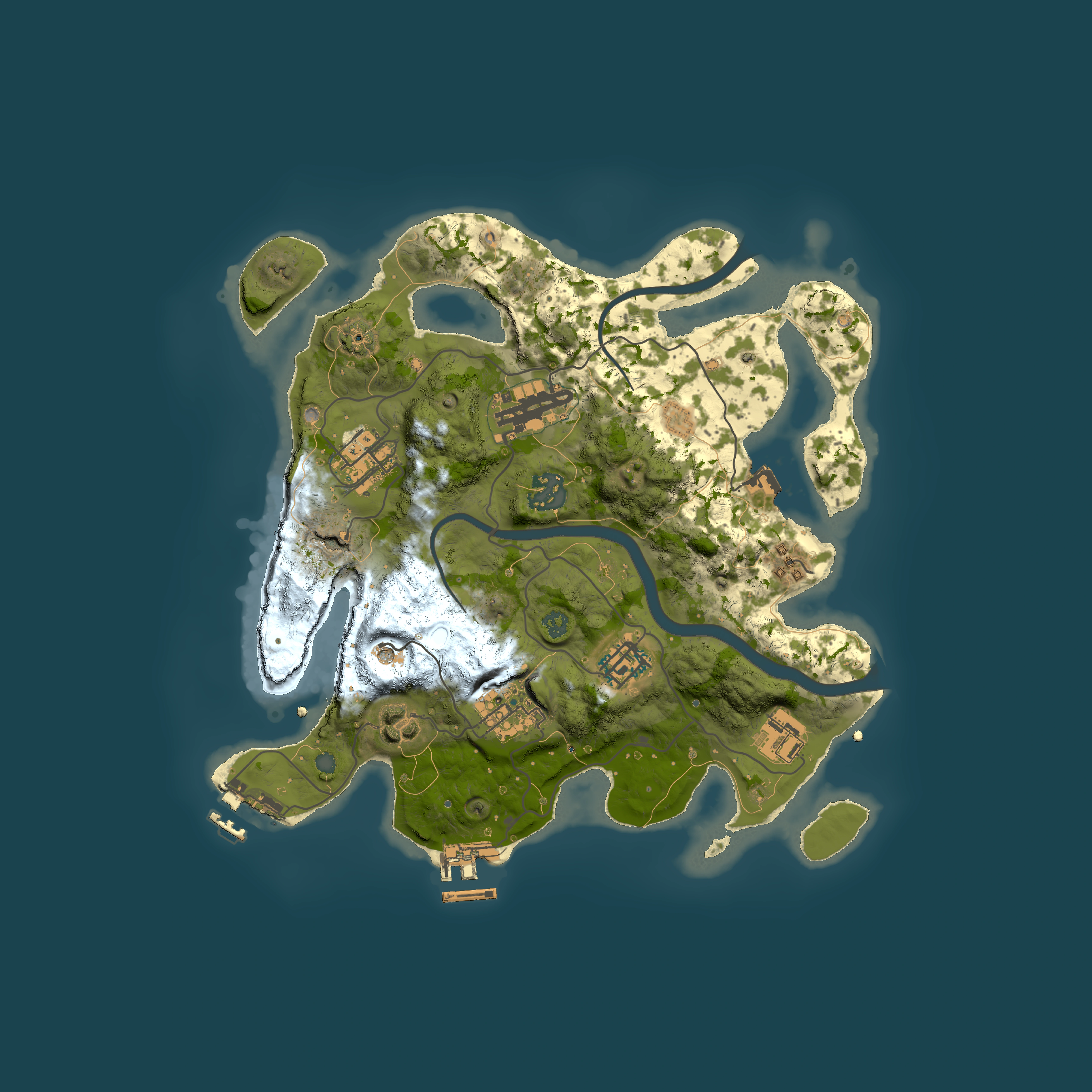 Full top-down render of Rust map seed 133078106, 3000x3000m