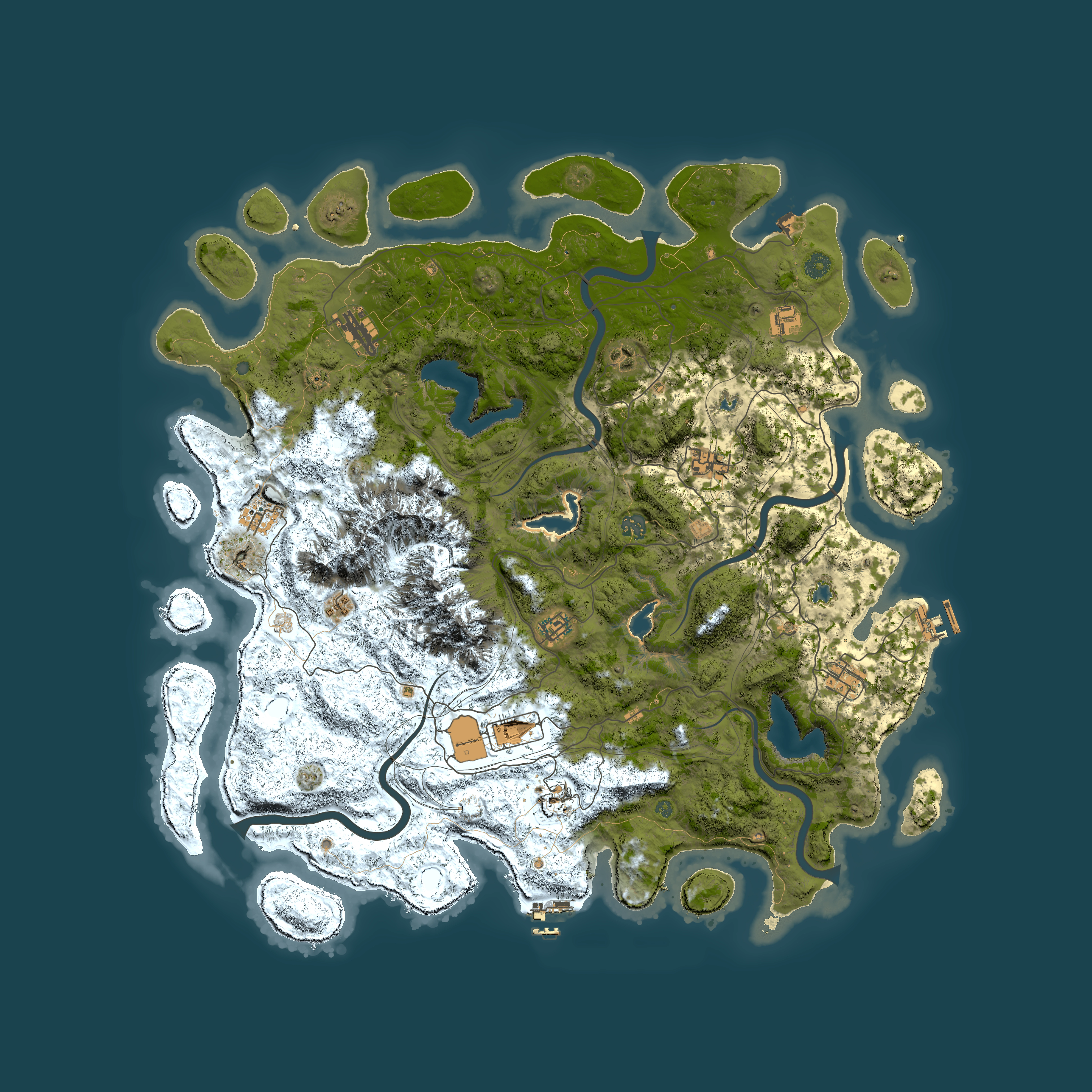 Full top-down render of Rust map seed 1831034334, 5000x5000m