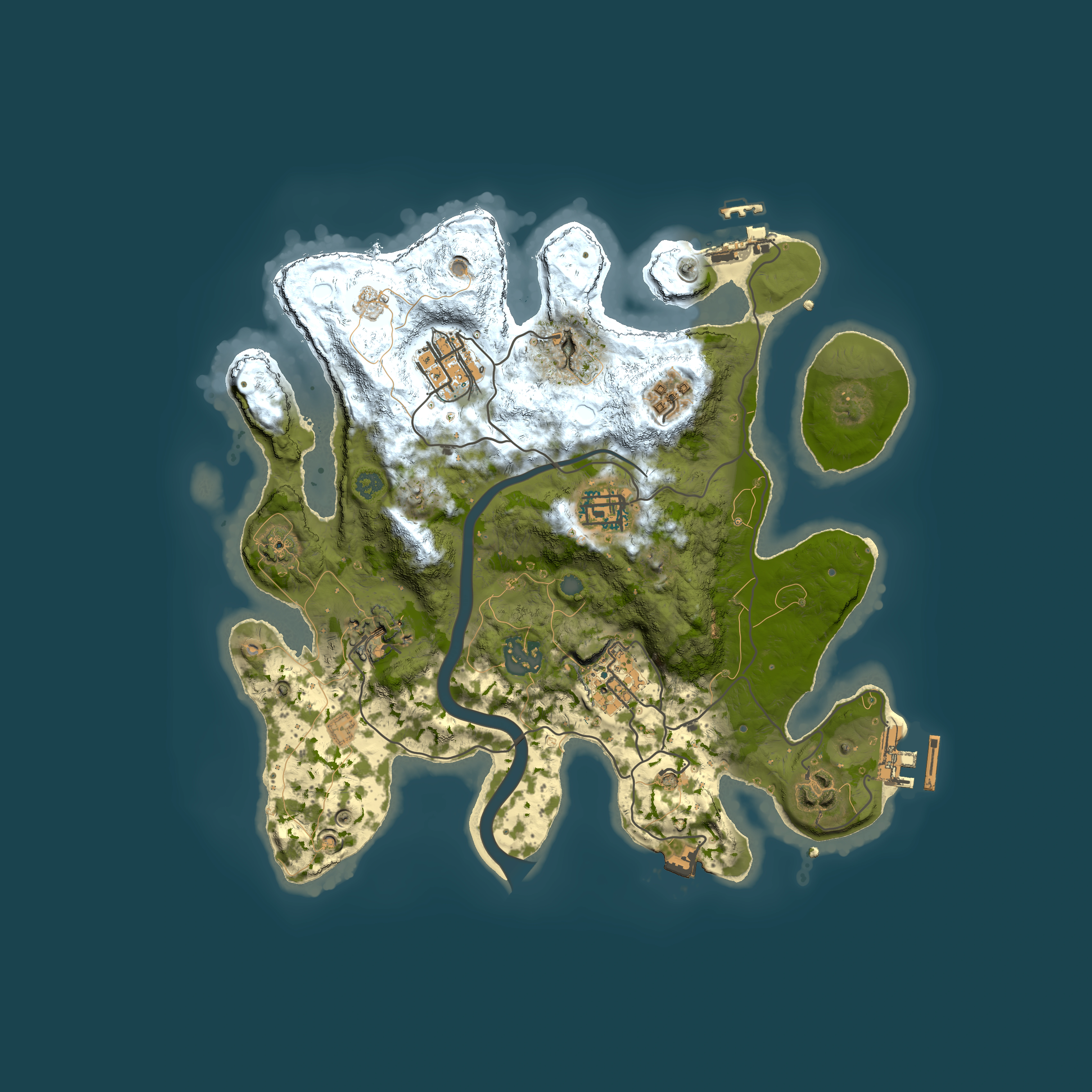 Full top-down render of Rust map seed 77854103, 3000x3000m