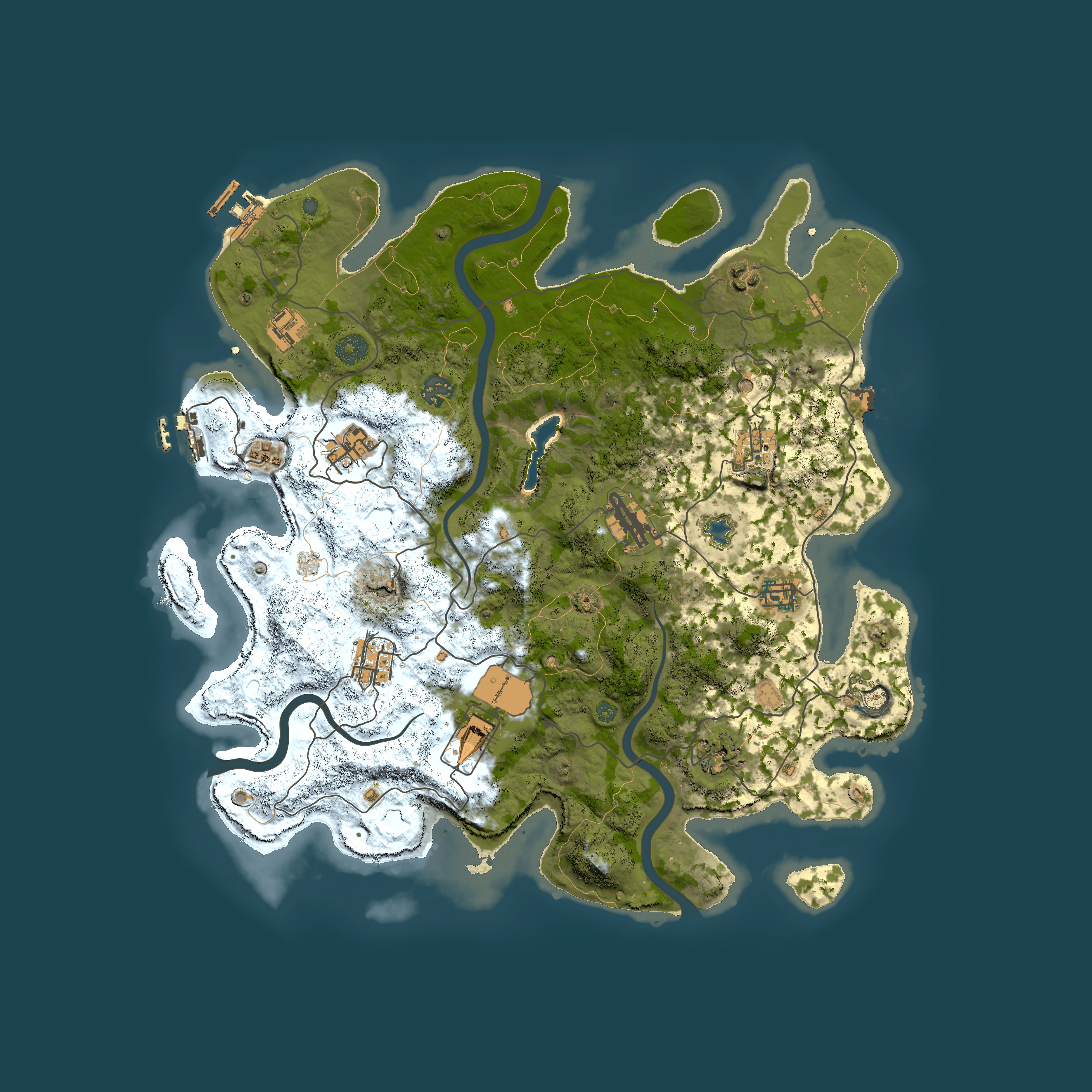 Full top-down render of Rust map seed 691900671, 4000x4000m