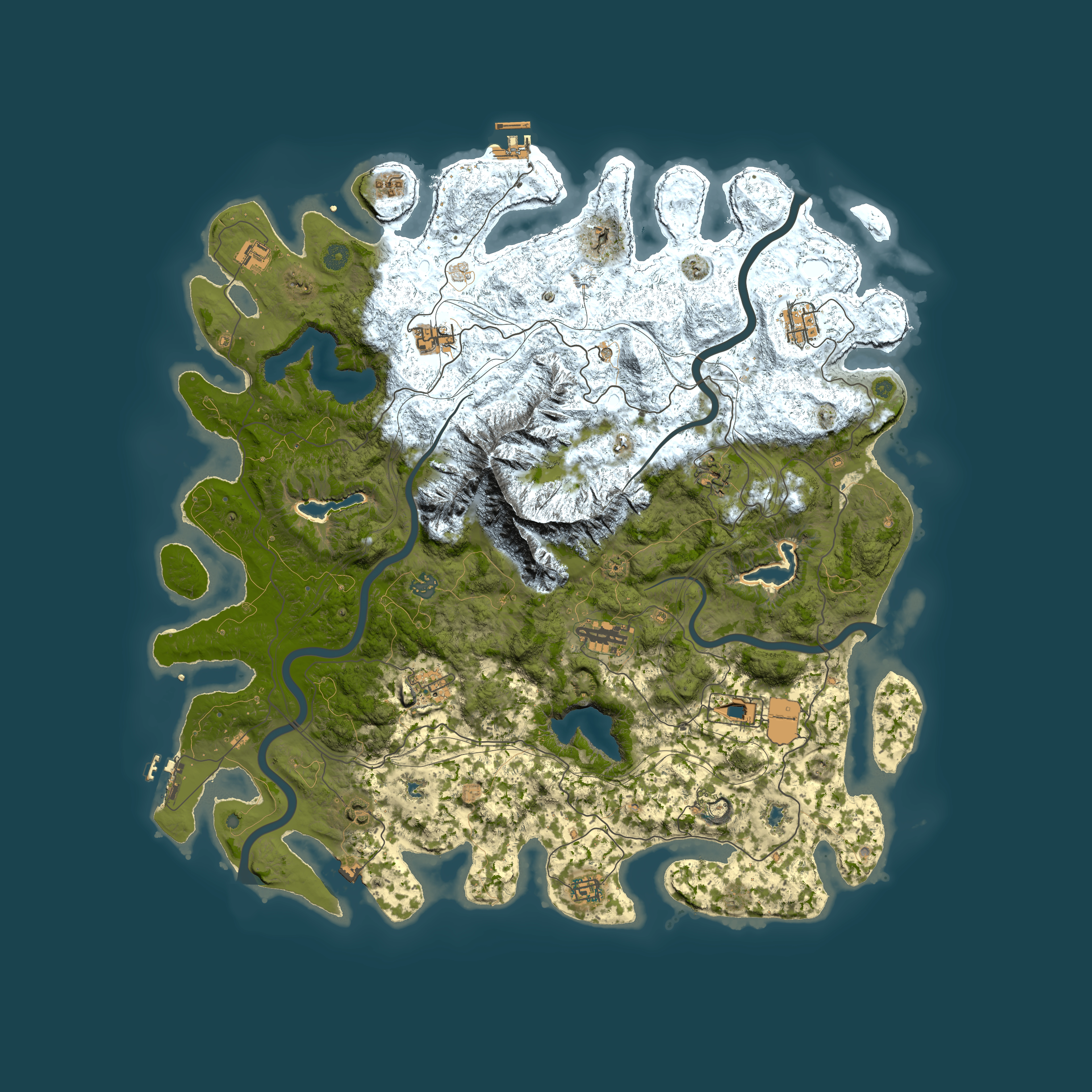 Full top-down render of Rust map seed 1945843345, 5000x5000m