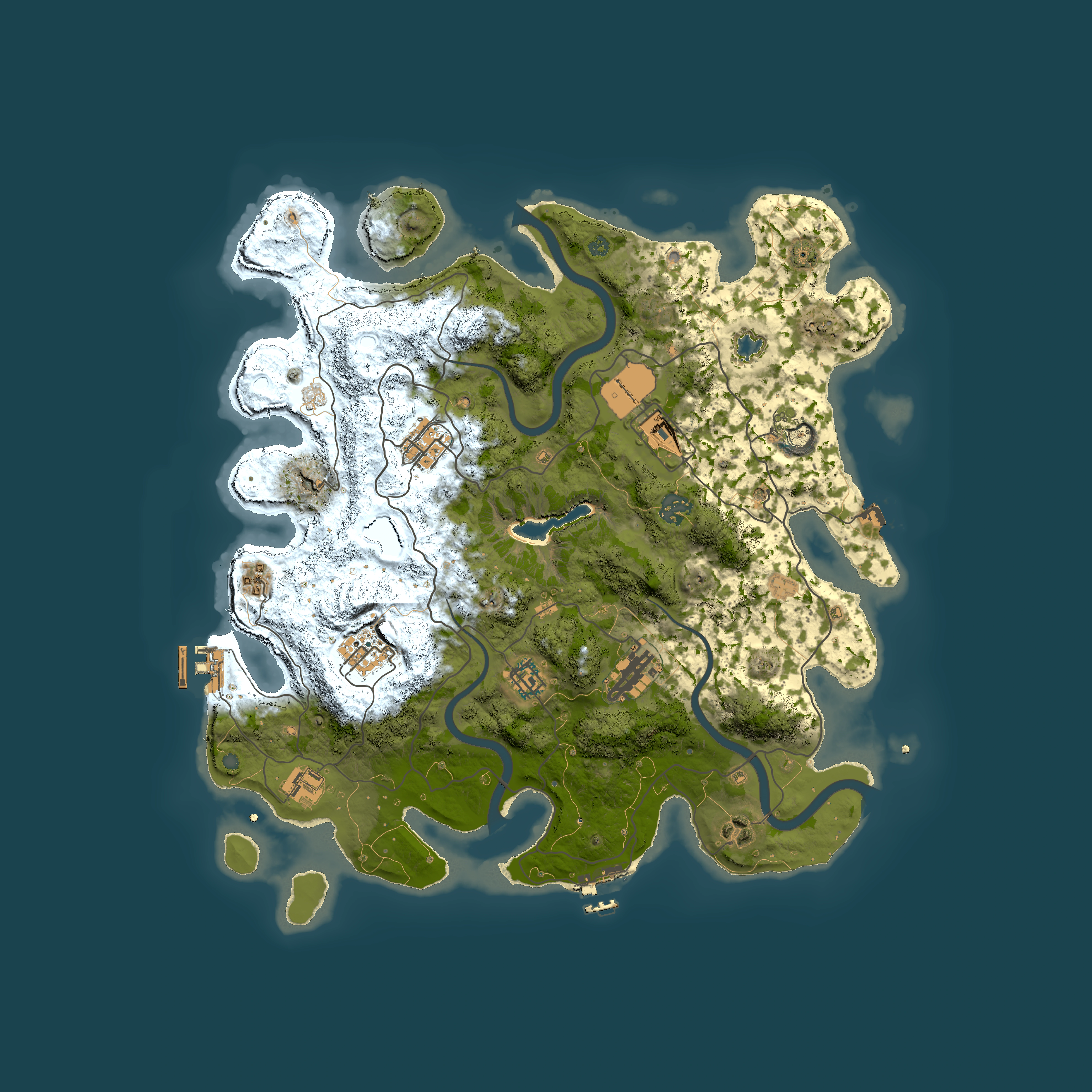 Full top-down render of Rust map seed 2040882720, 4000x4000m