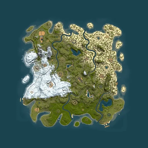 Rust map seed 1303384064, 5000x5000m top-down preview