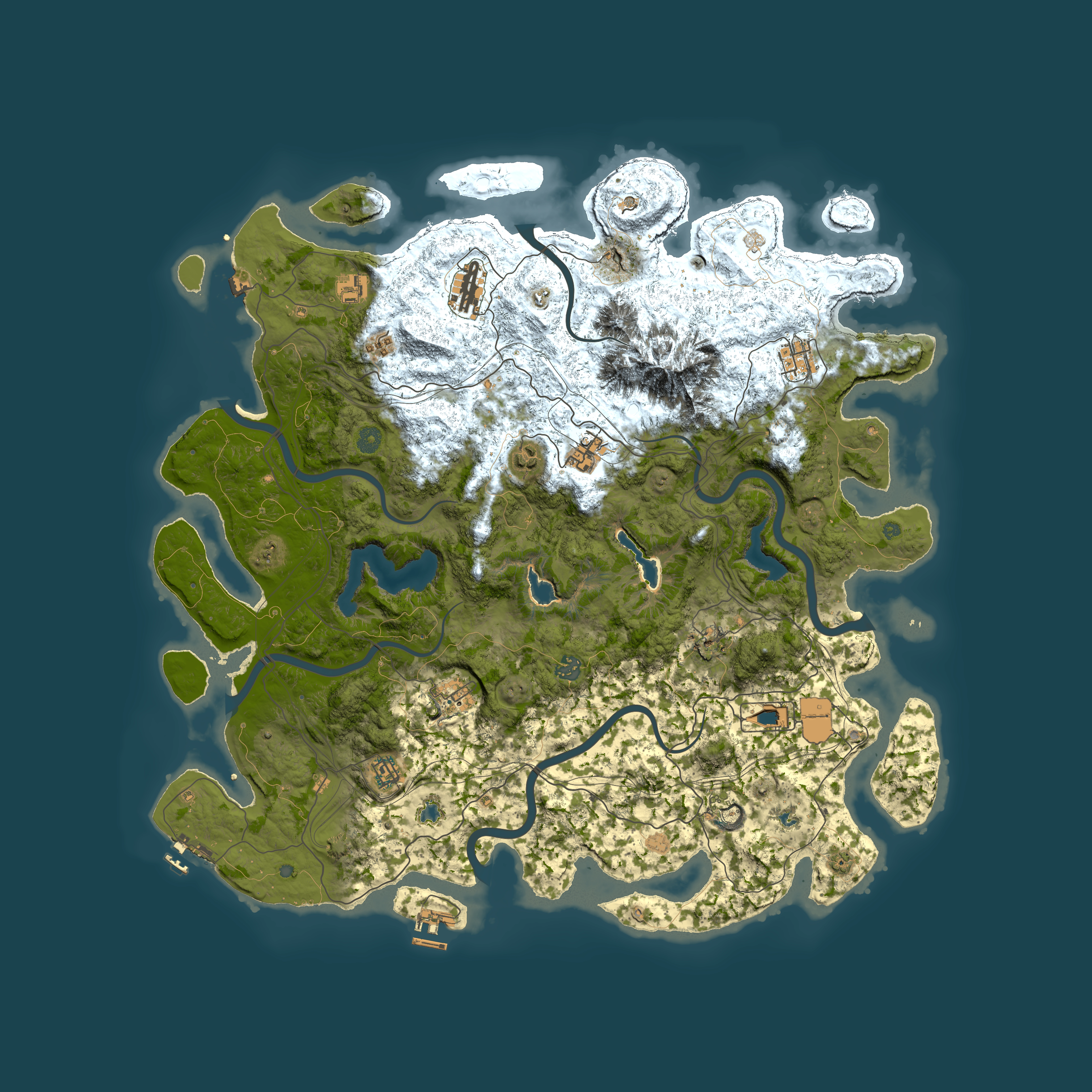 Full top-down render of Rust map seed 1592503624, 5000x5000m