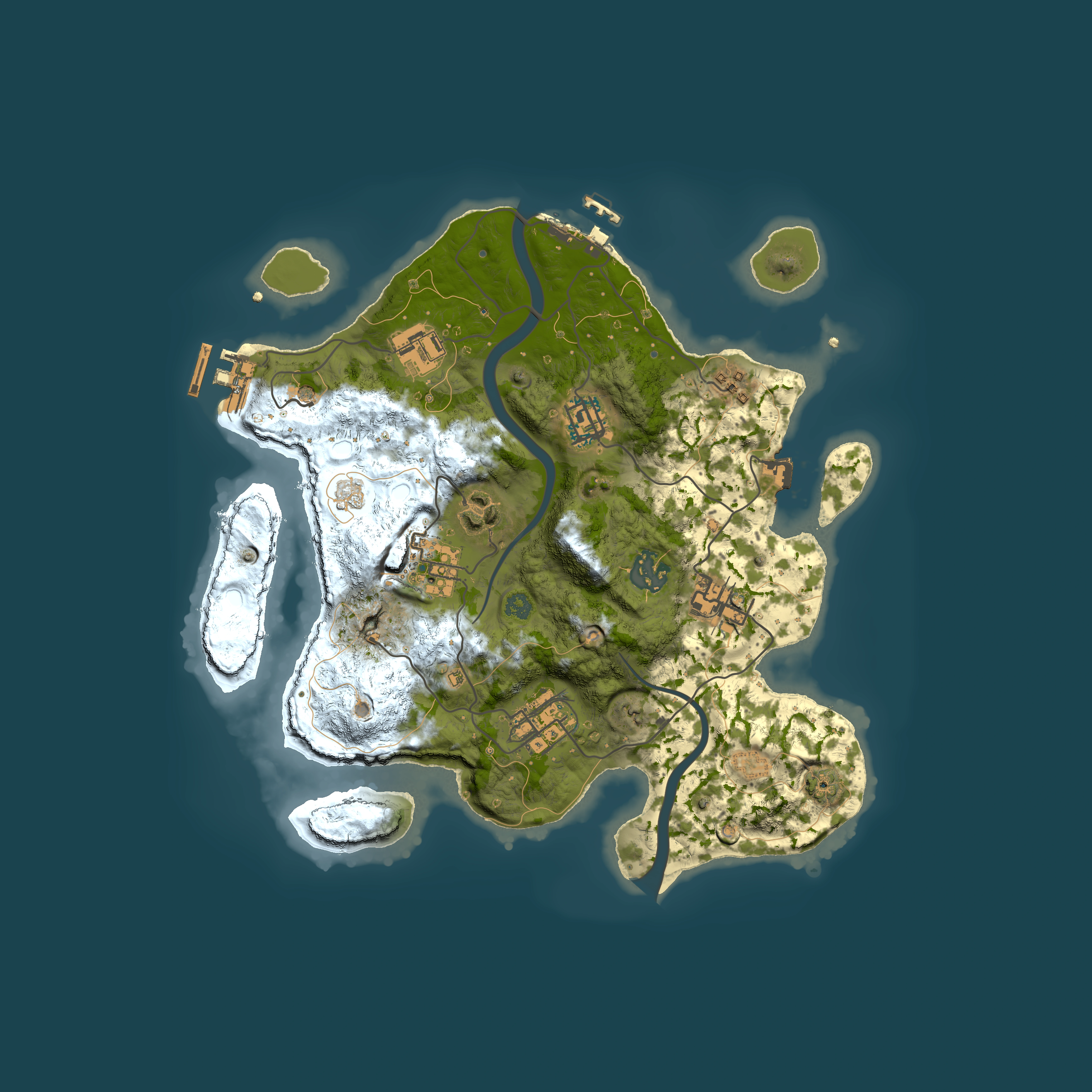 Full top-down render of Rust map seed 262200676, 3000x3000m