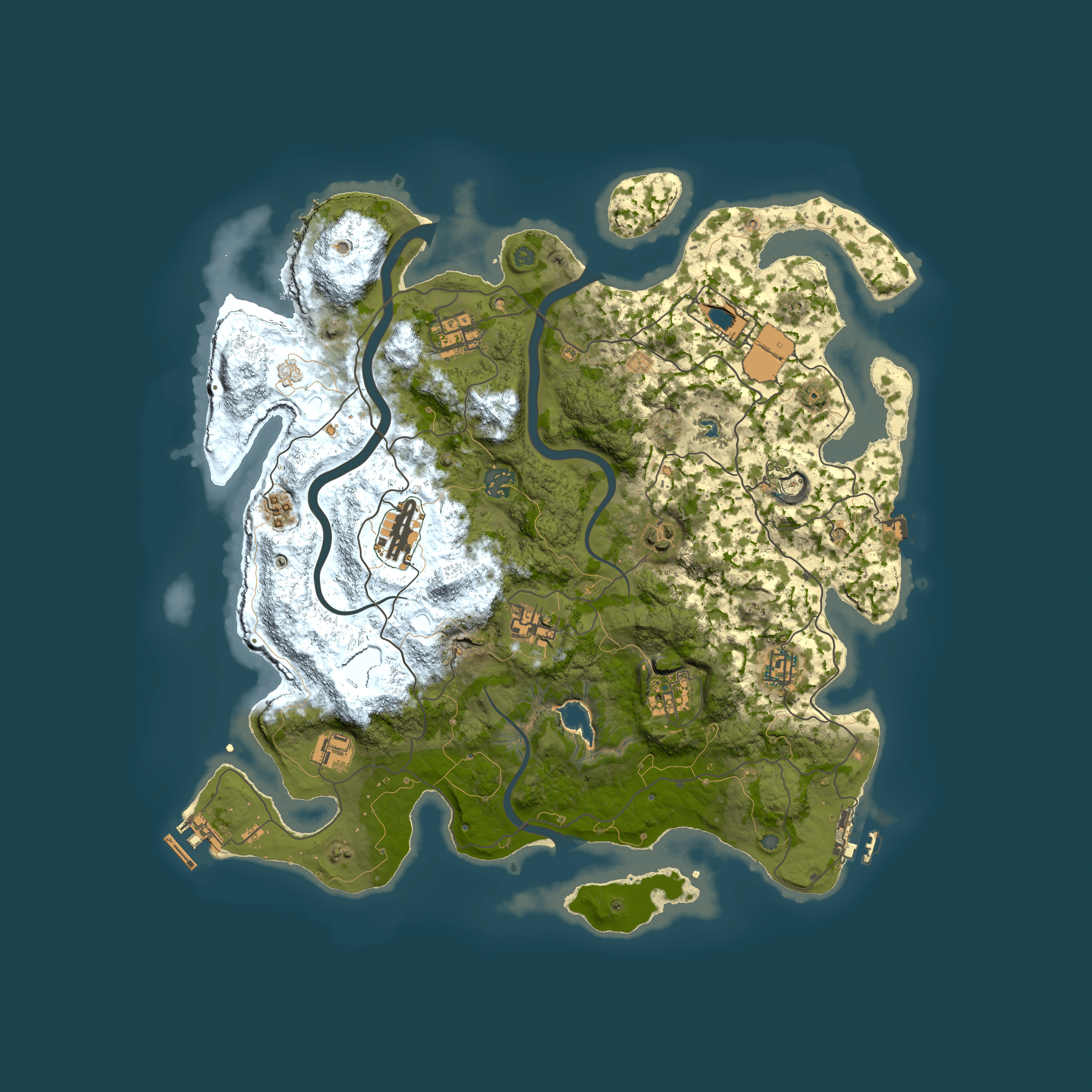 Full top-down render of Rust map seed 1375443627, 4000x4000m
