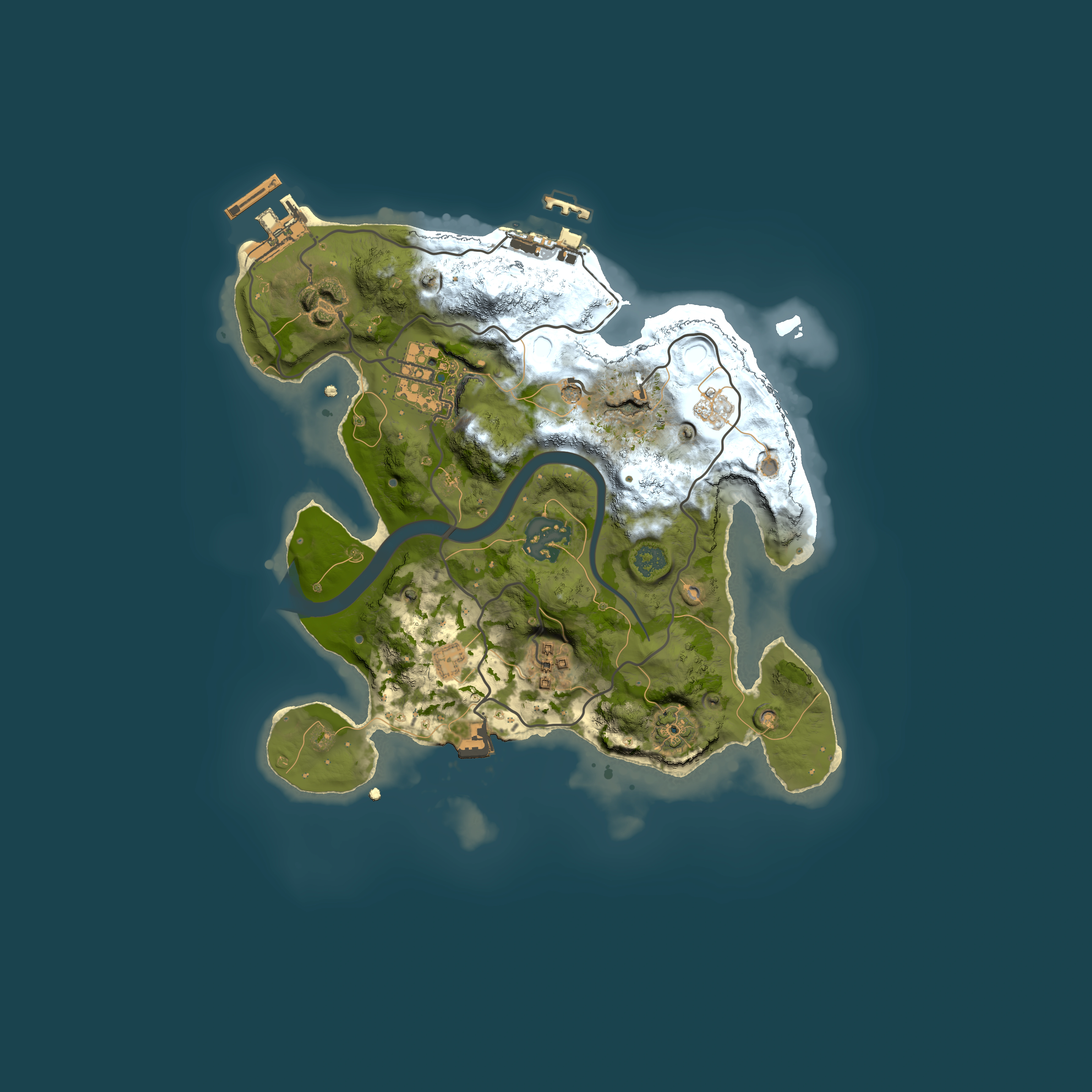 Full top-down render of Rust map seed 1538842561, 2500x2500m
