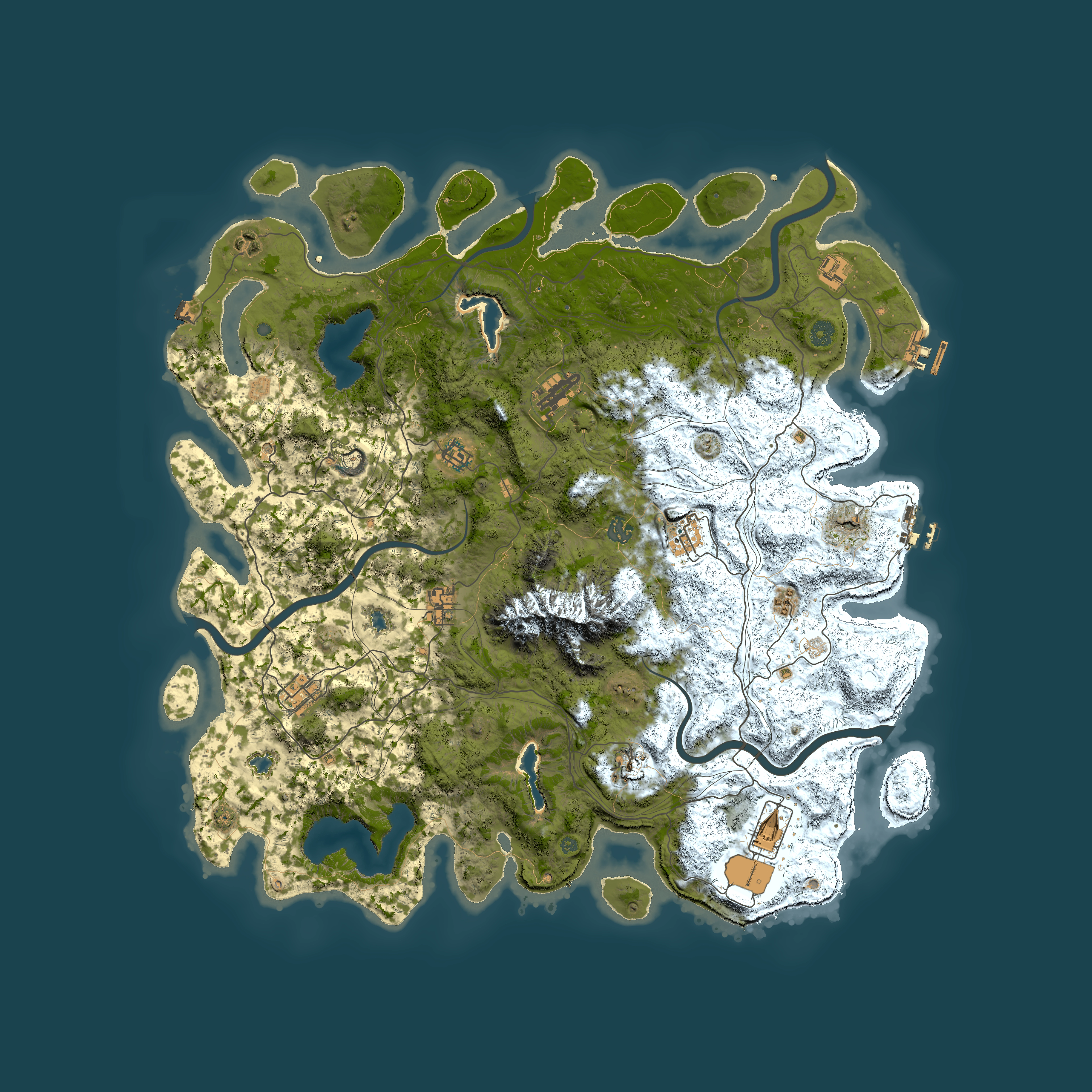 Full top-down render of Rust map seed 1883616823, 5000x5000m