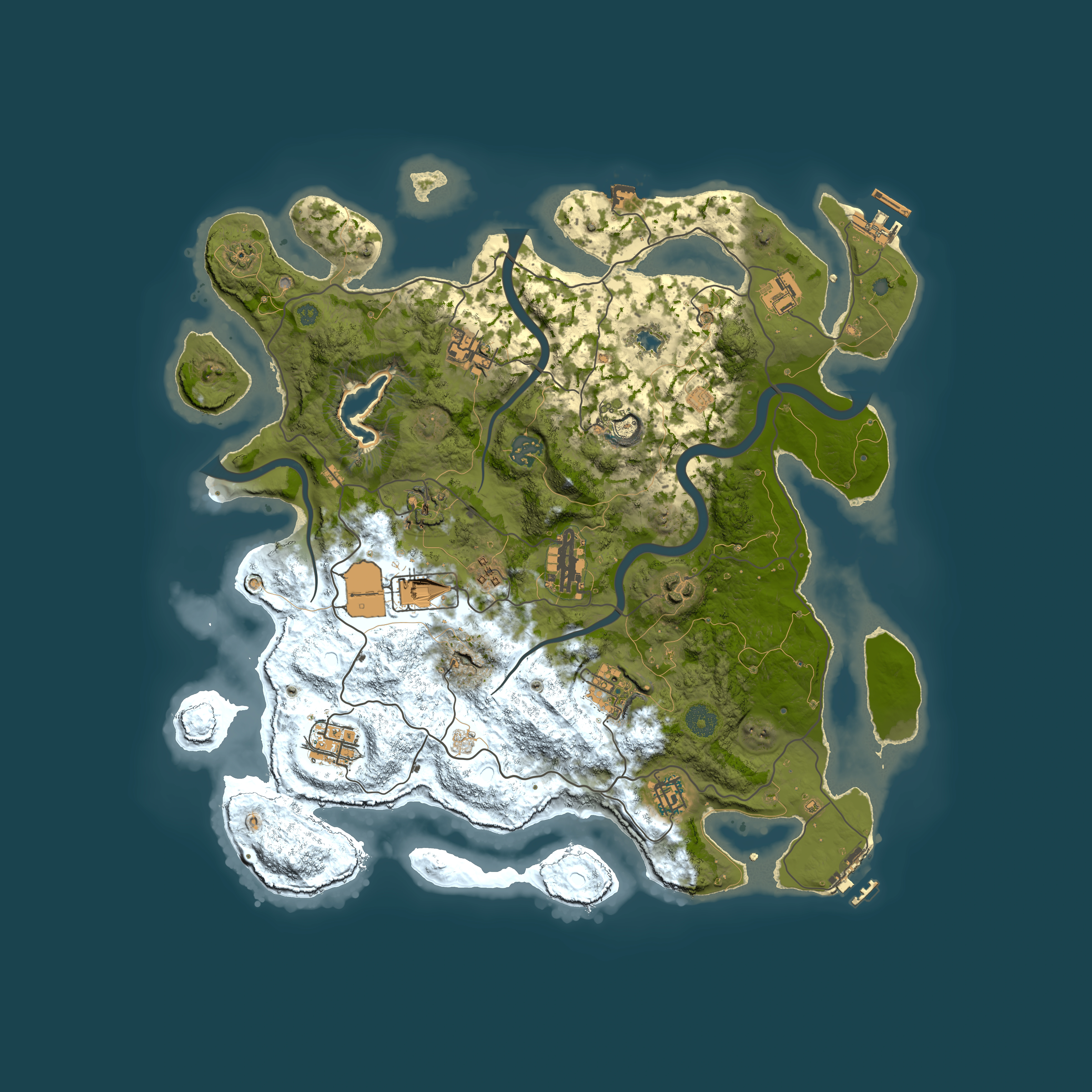Full top-down render of Rust map seed 829912187, 4000x4000m