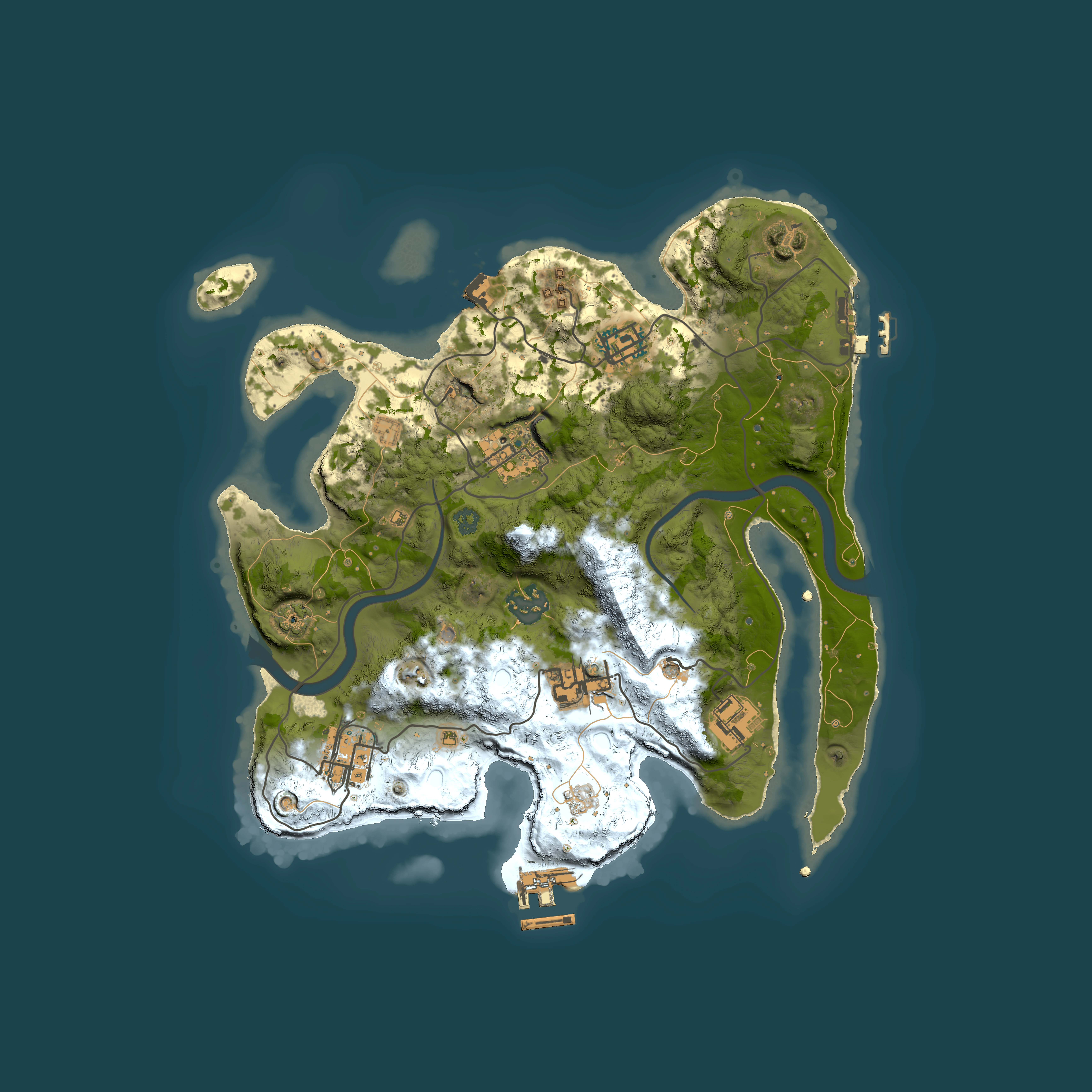 Full top-down render of Rust map seed 1838596829, 3000x3000m