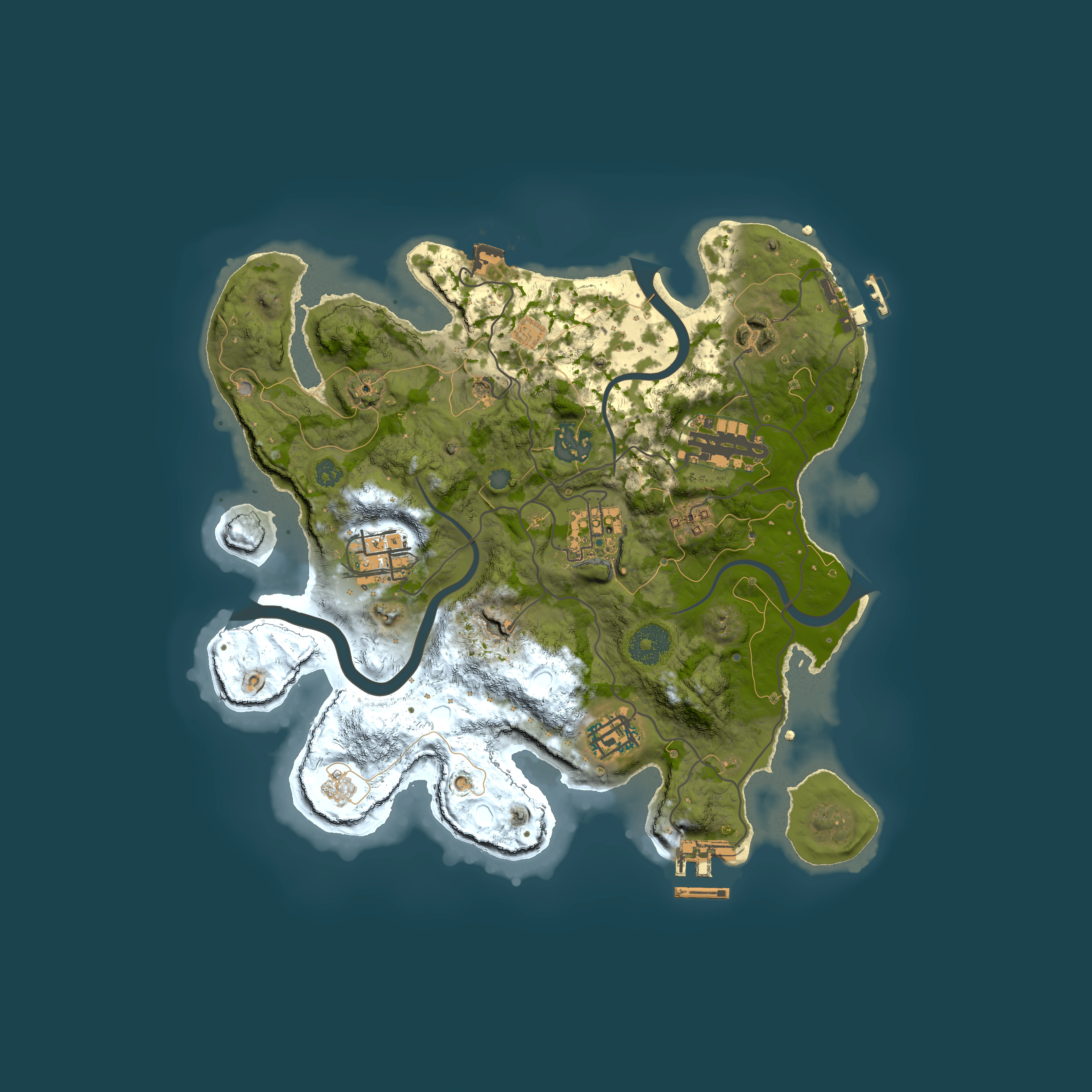 Full top-down render of Rust map seed 298757866, 3000x3000m