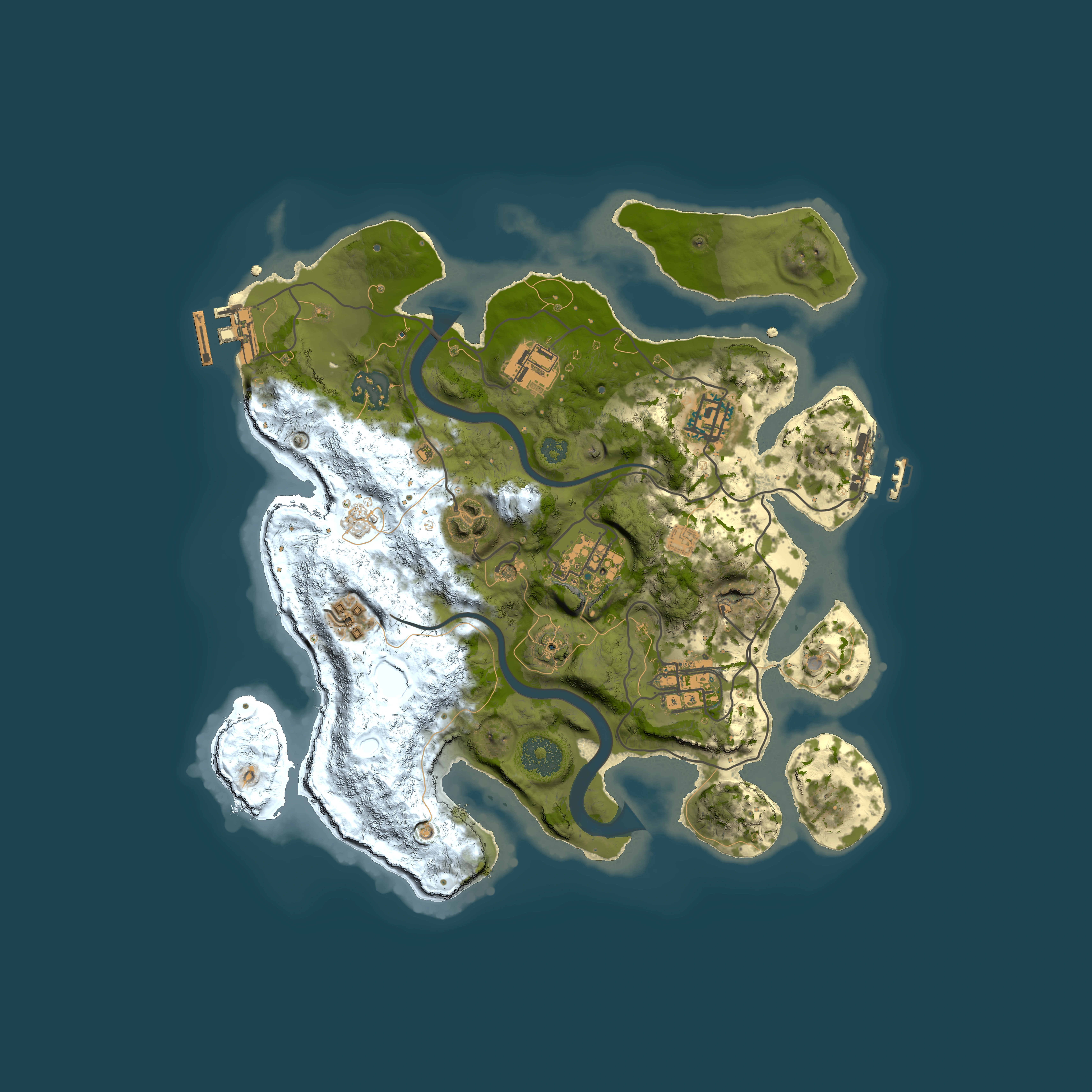 Full top-down render of Rust map seed 1721420656, 3000x3000m