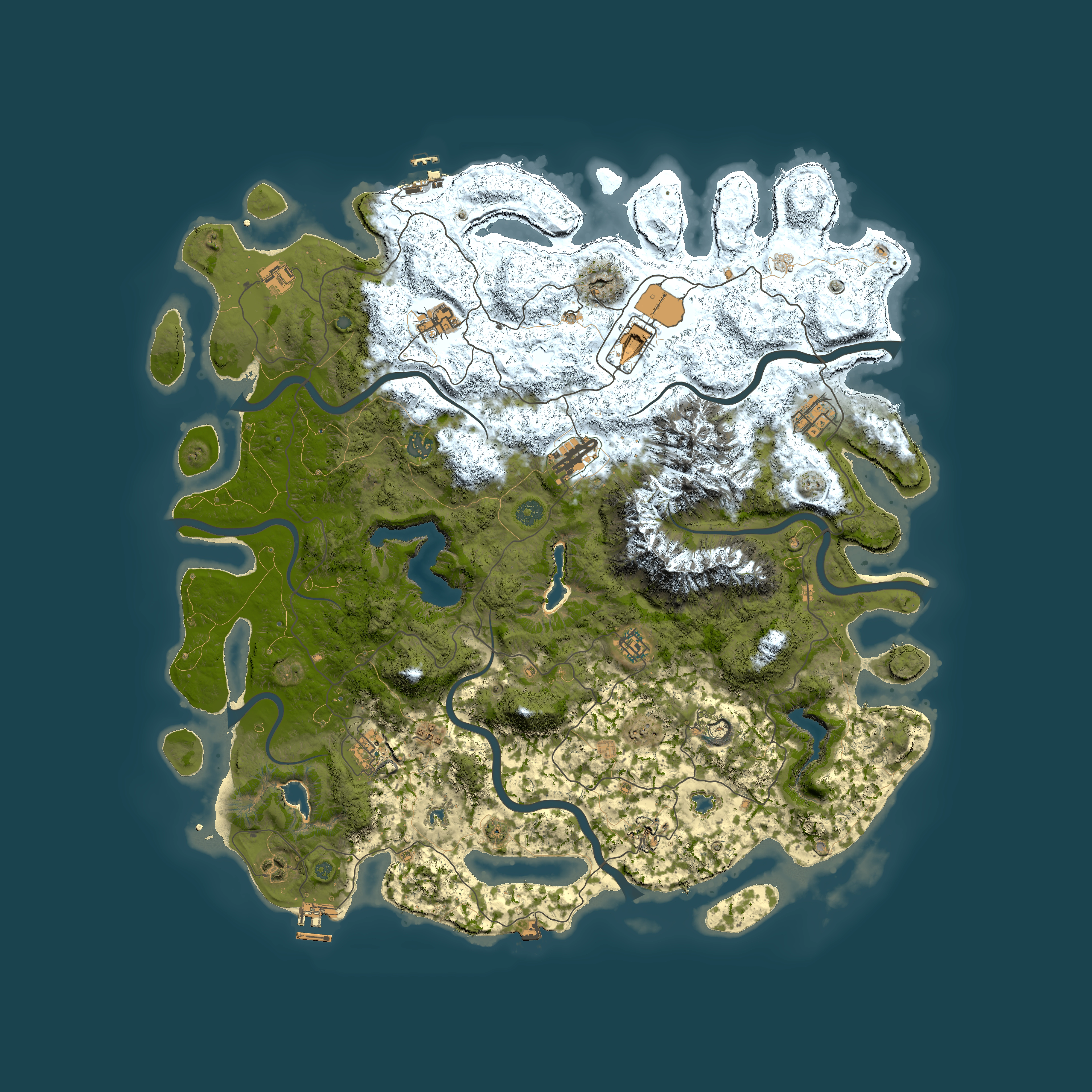 Full top-down render of Rust map seed 289766738, 5000x5000m