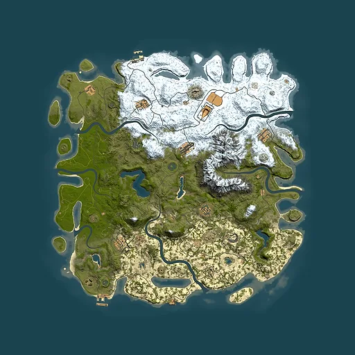 Rust map seed 289766738, 5000x5000m top-down preview
