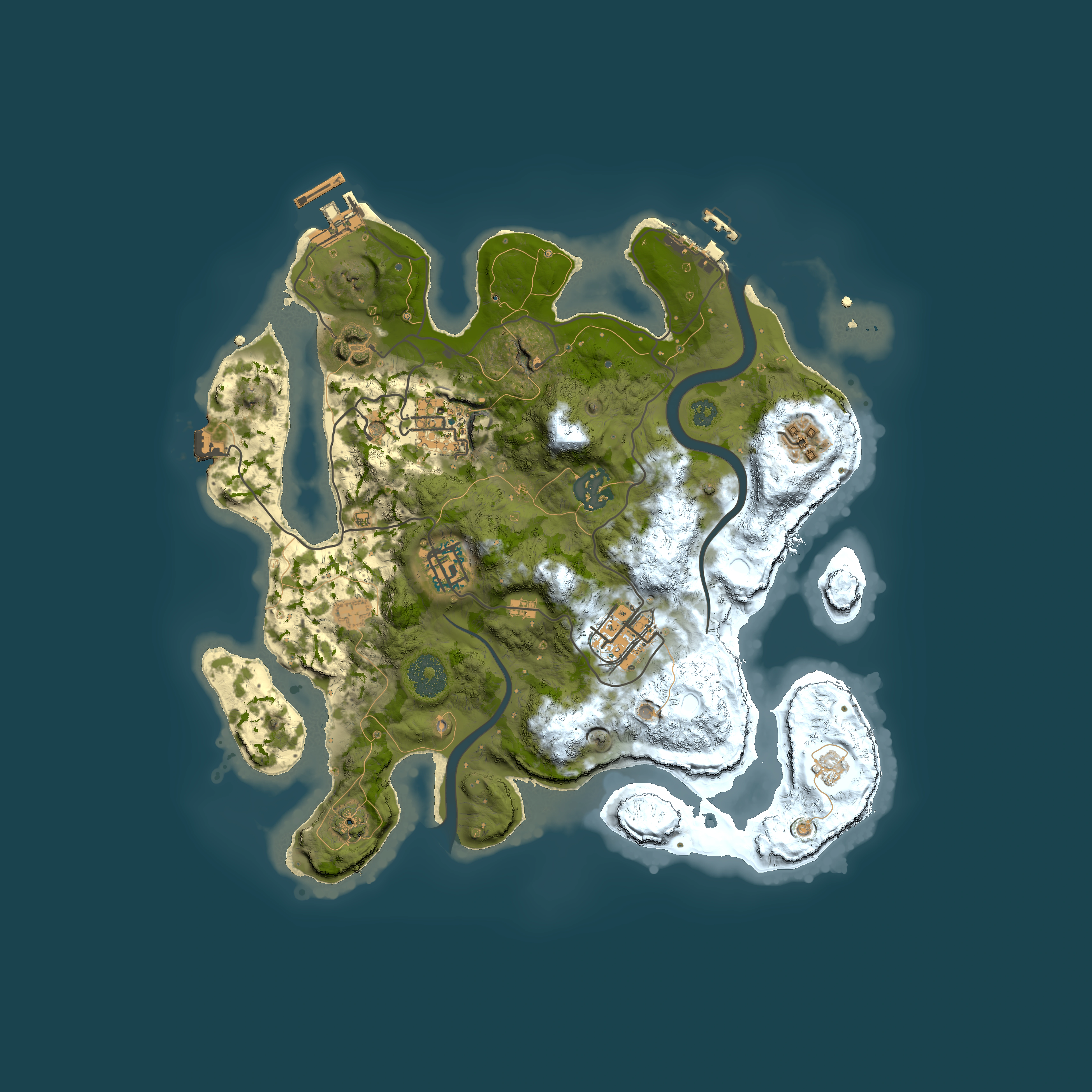 Full top-down render of Rust map seed 1492331162, 3000x3000m