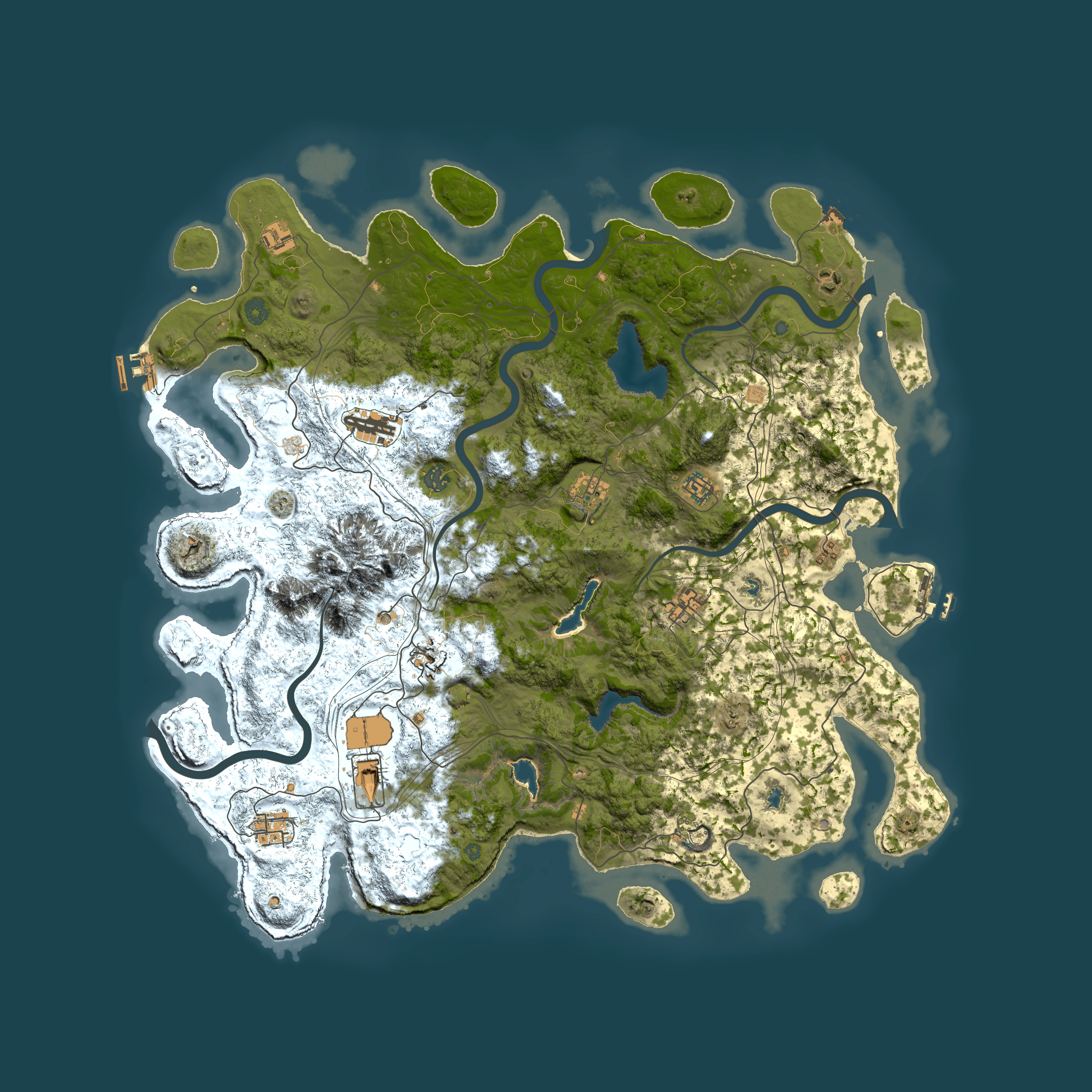 Full top-down render of Rust map seed 645035286, 5000x5000m