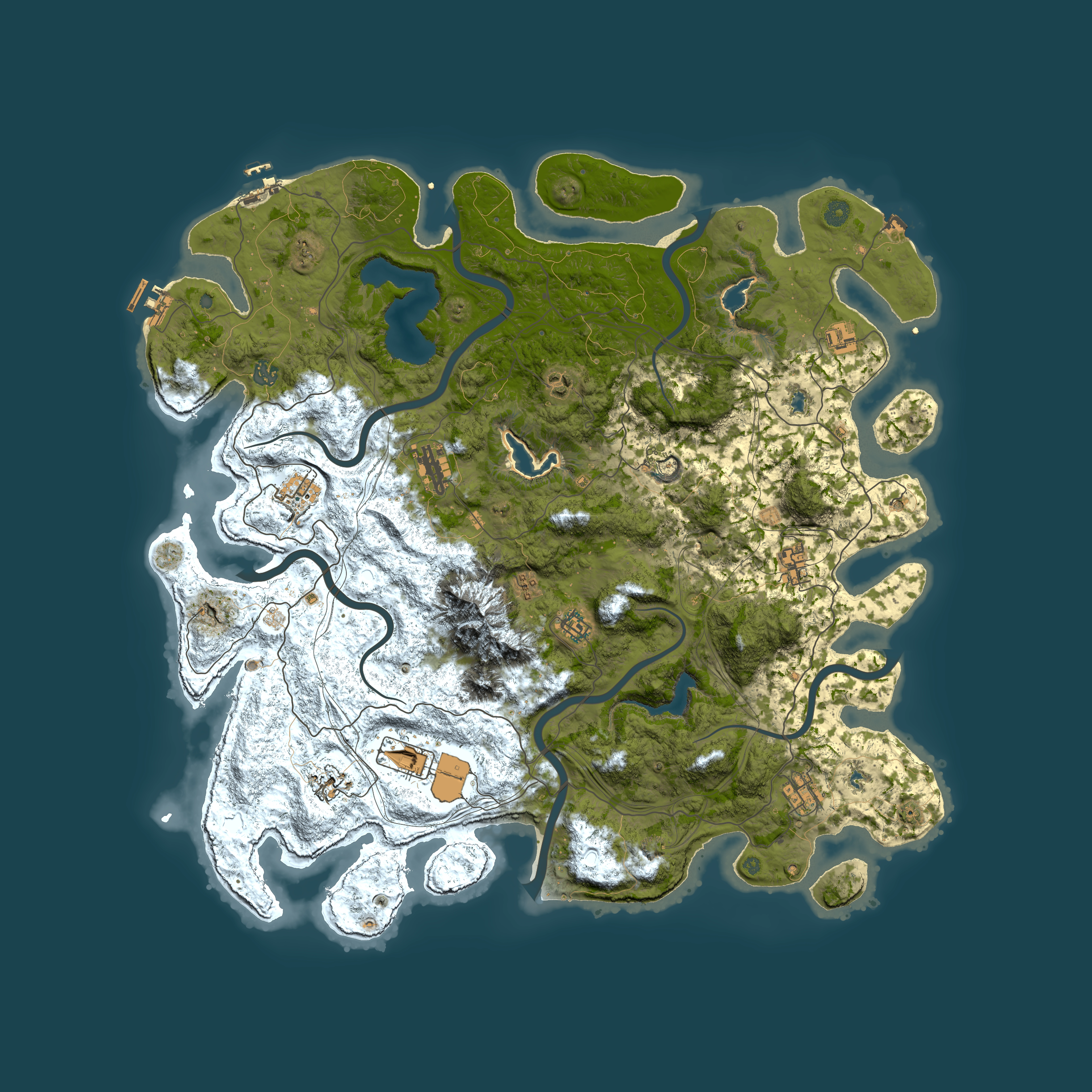Full top-down render of Rust map seed 2109045802, 5000x5000m