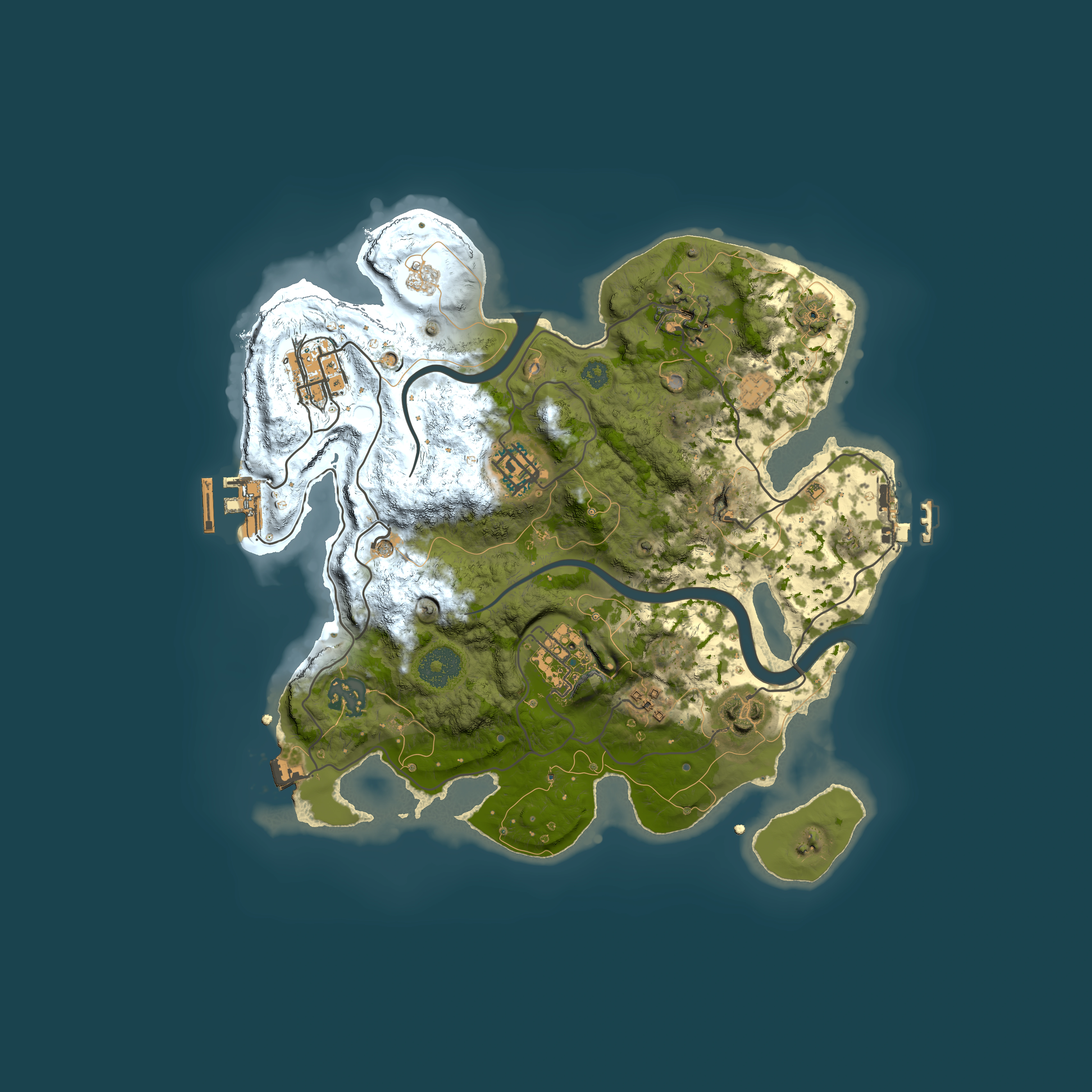 Full top-down render of Rust map seed 1447514401, 3000x3000m