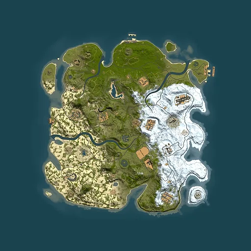 Rust map seed 1038491043, 4000x4000m top-down preview