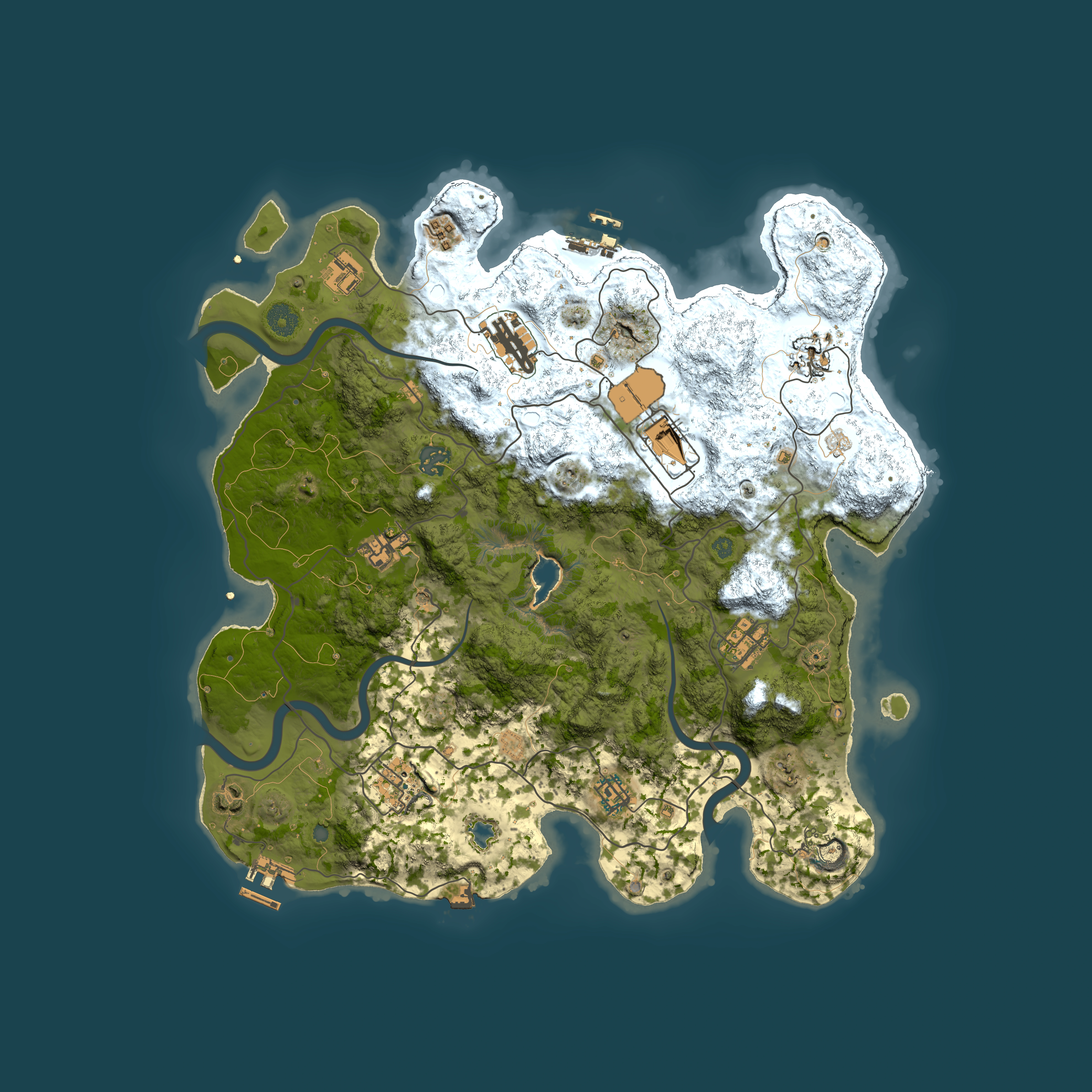 Full top-down render of Rust map seed 1743910341, 4000x4000m