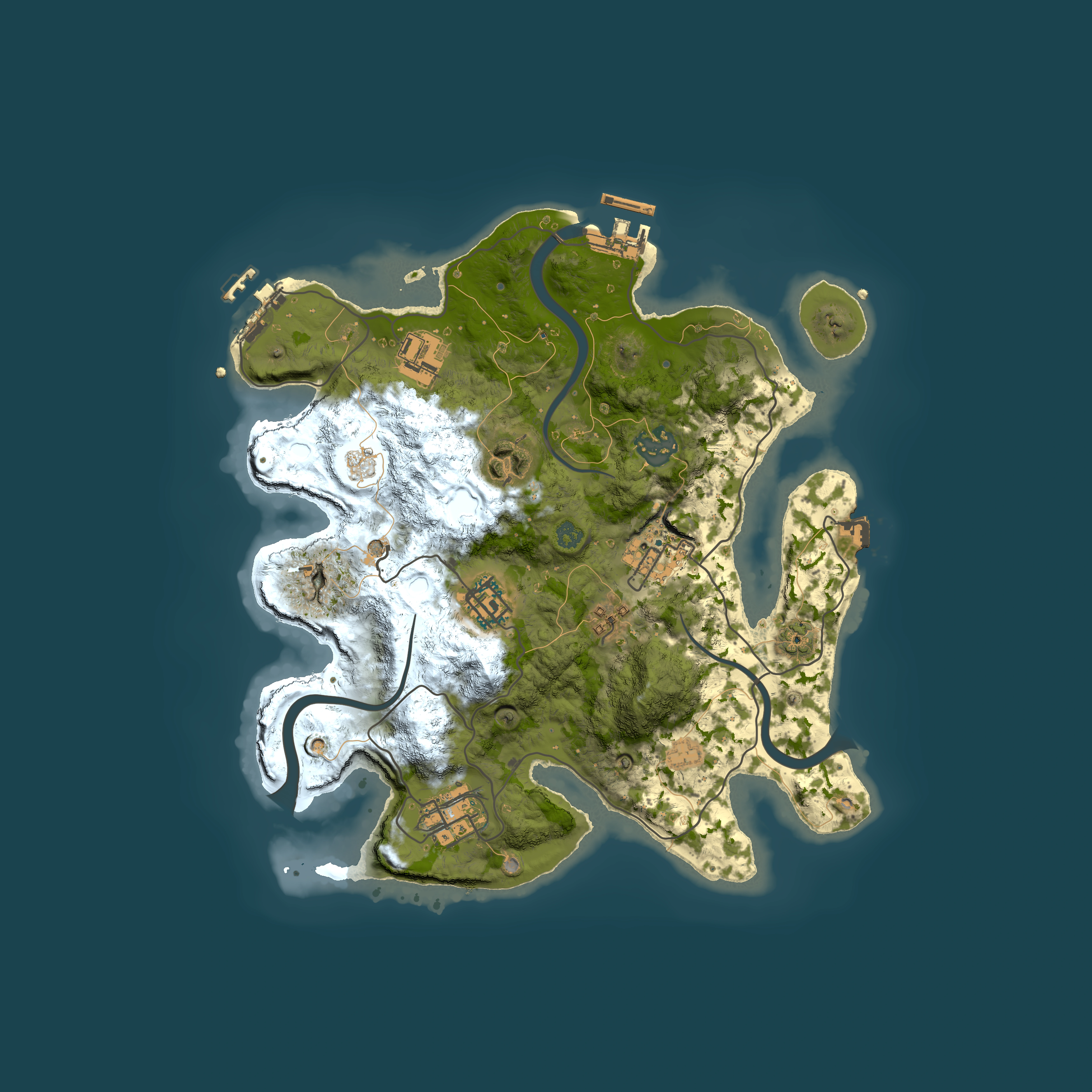 Full top-down render of Rust map seed 1550560493, 3000x3000m