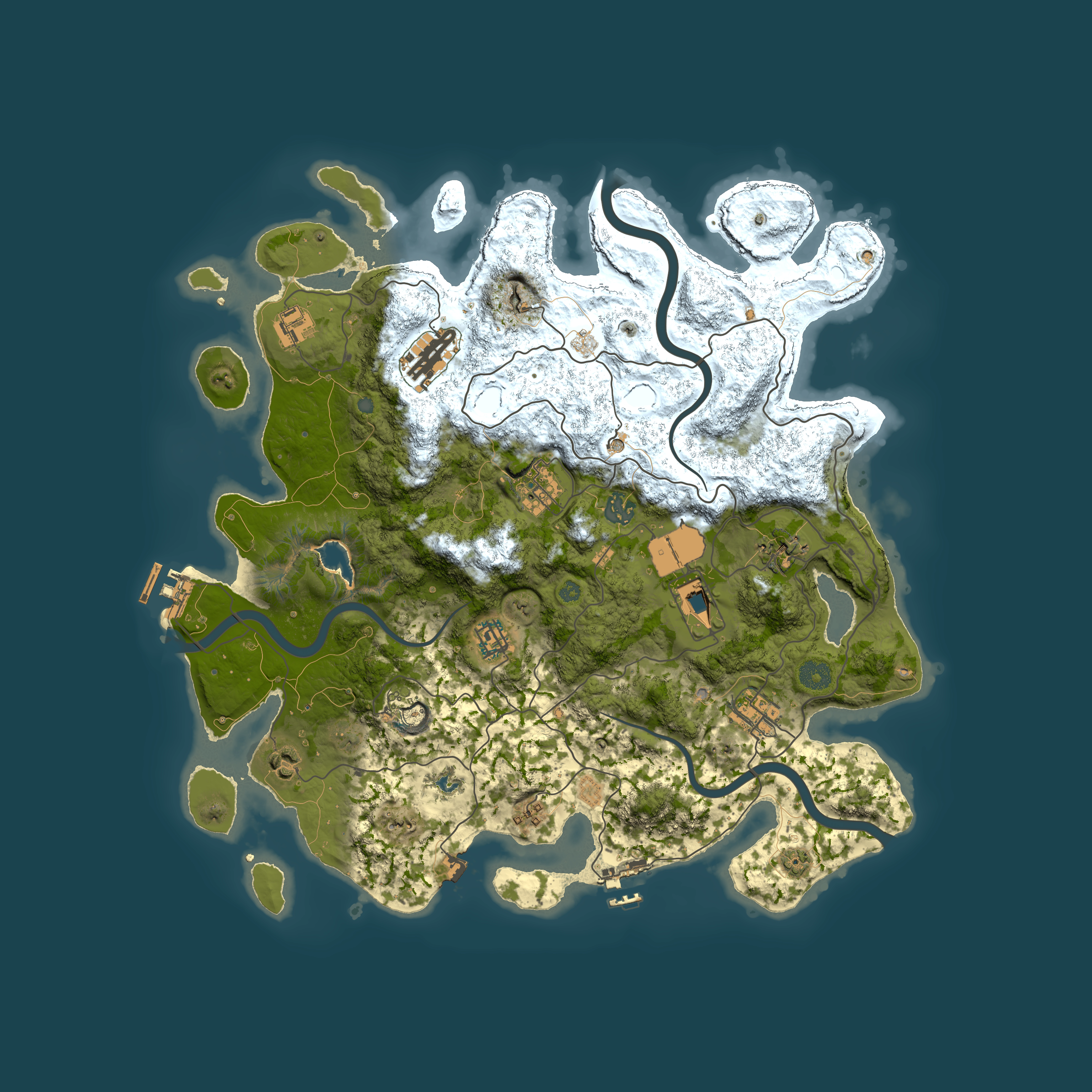 Full top-down render of Rust map seed 2067506577, 4000x4000m