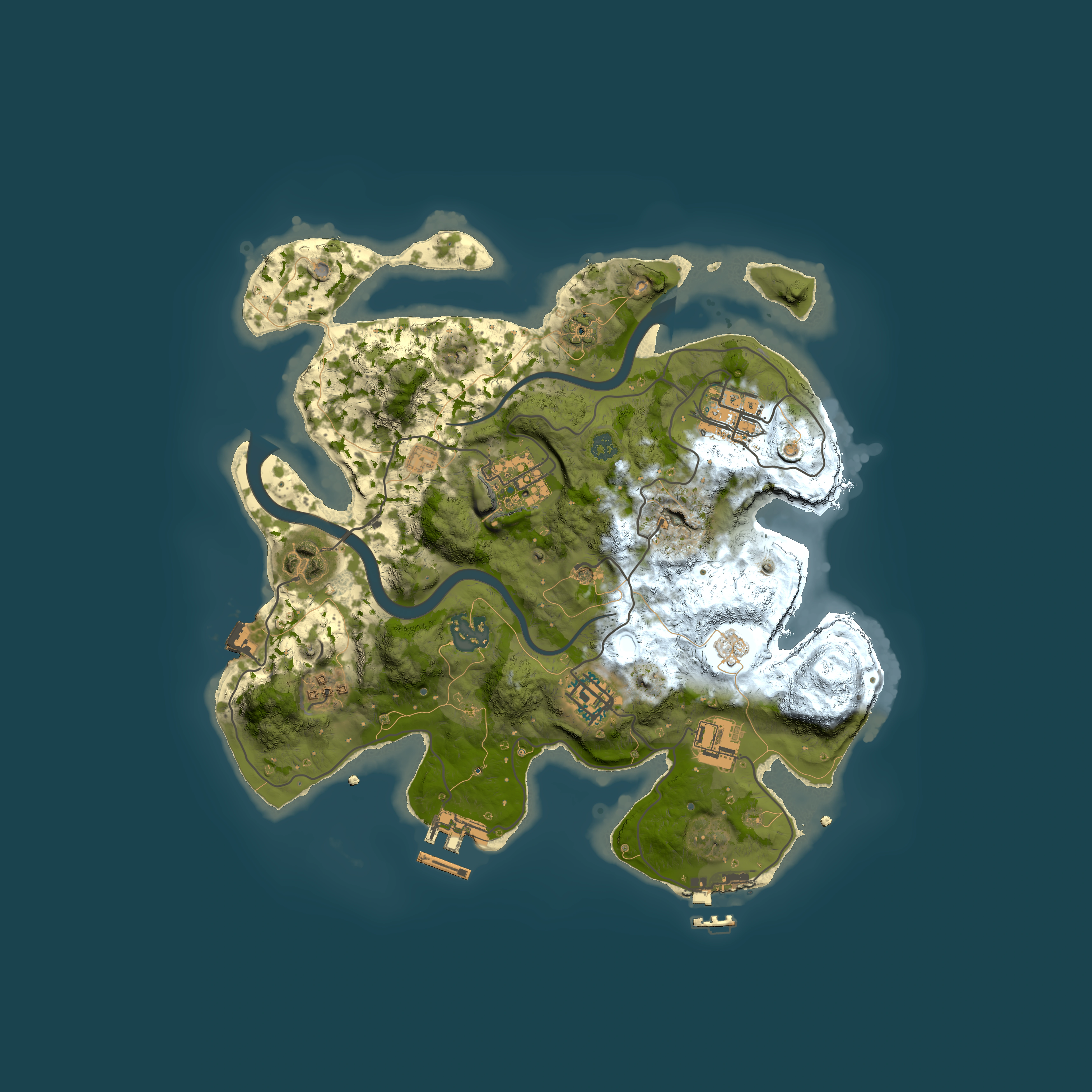 Full top-down render of Rust map seed 11487890, 3000x3000m