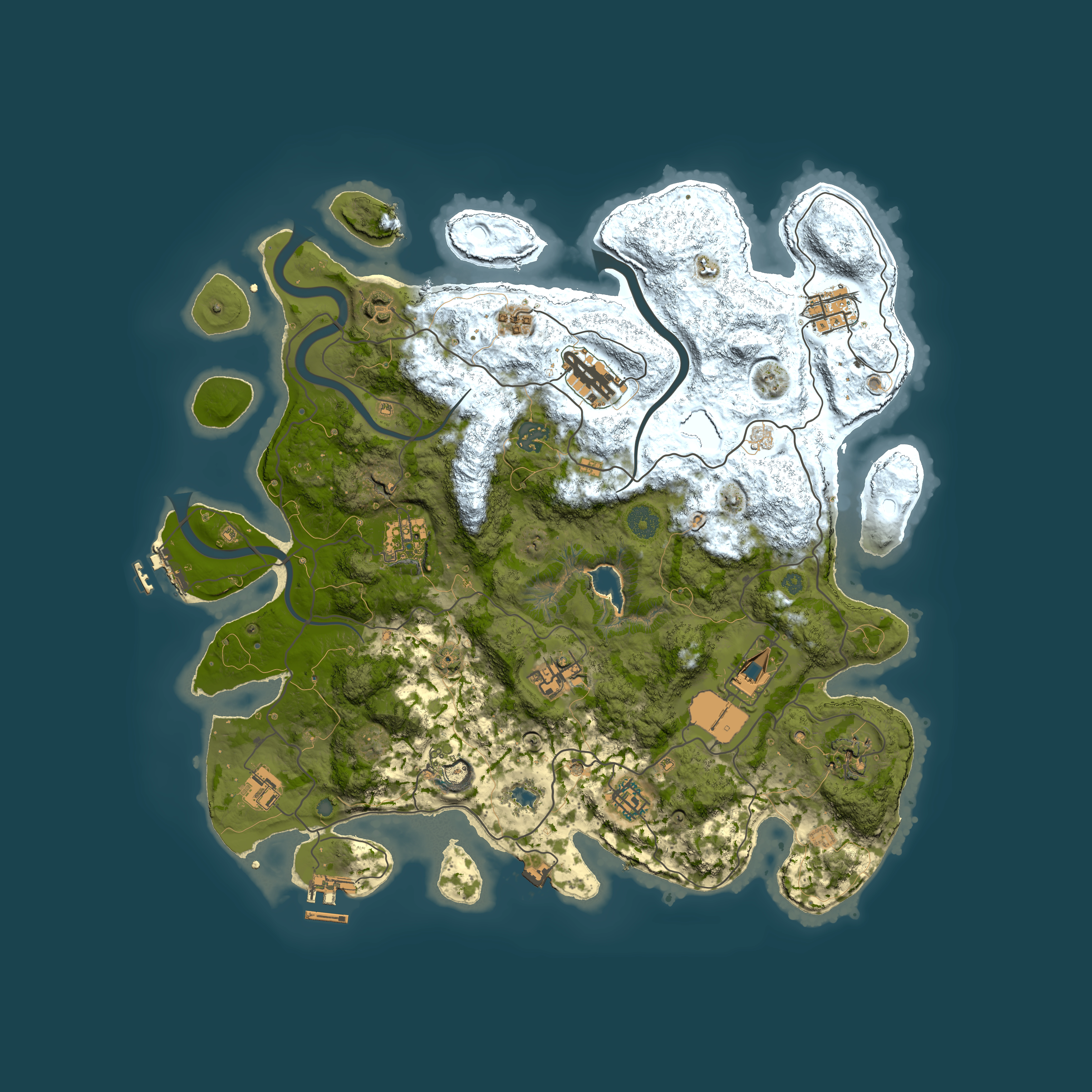 Full top-down render of Rust map seed 1543698956, 4000x4000m