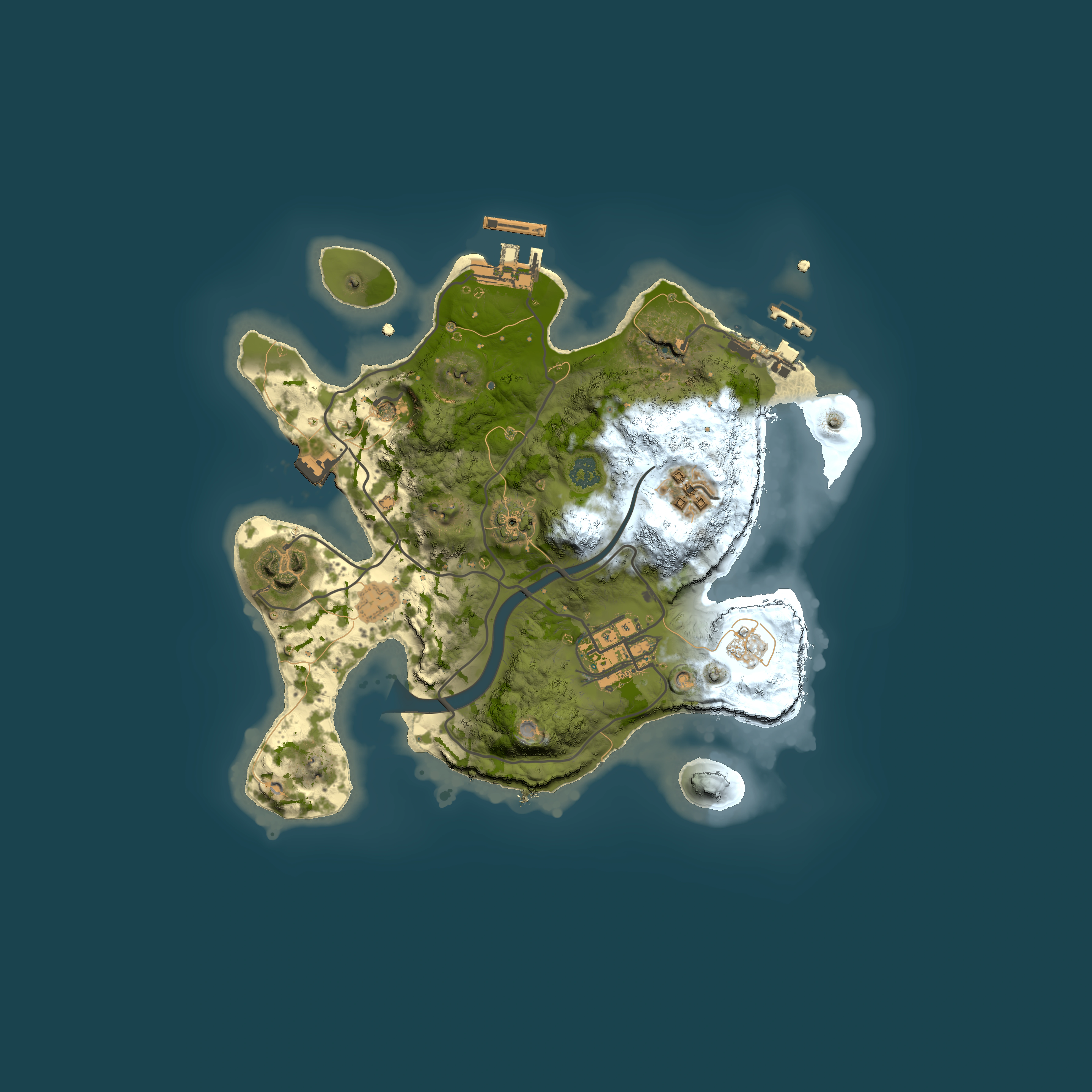 Full top-down render of Rust map seed 1632649853, 2500x2500m