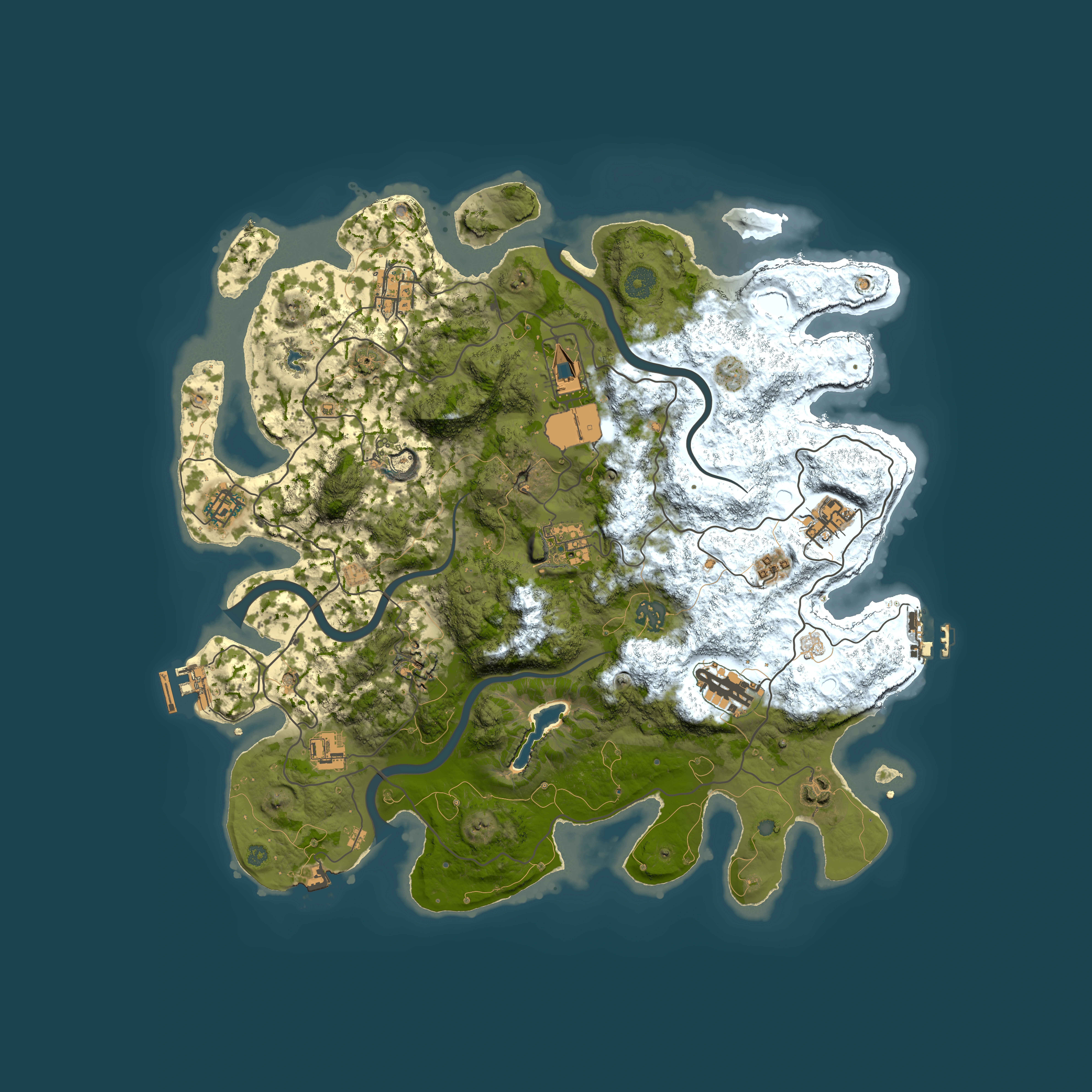 Full top-down render of Rust map seed 221095438, 4000x4000m
