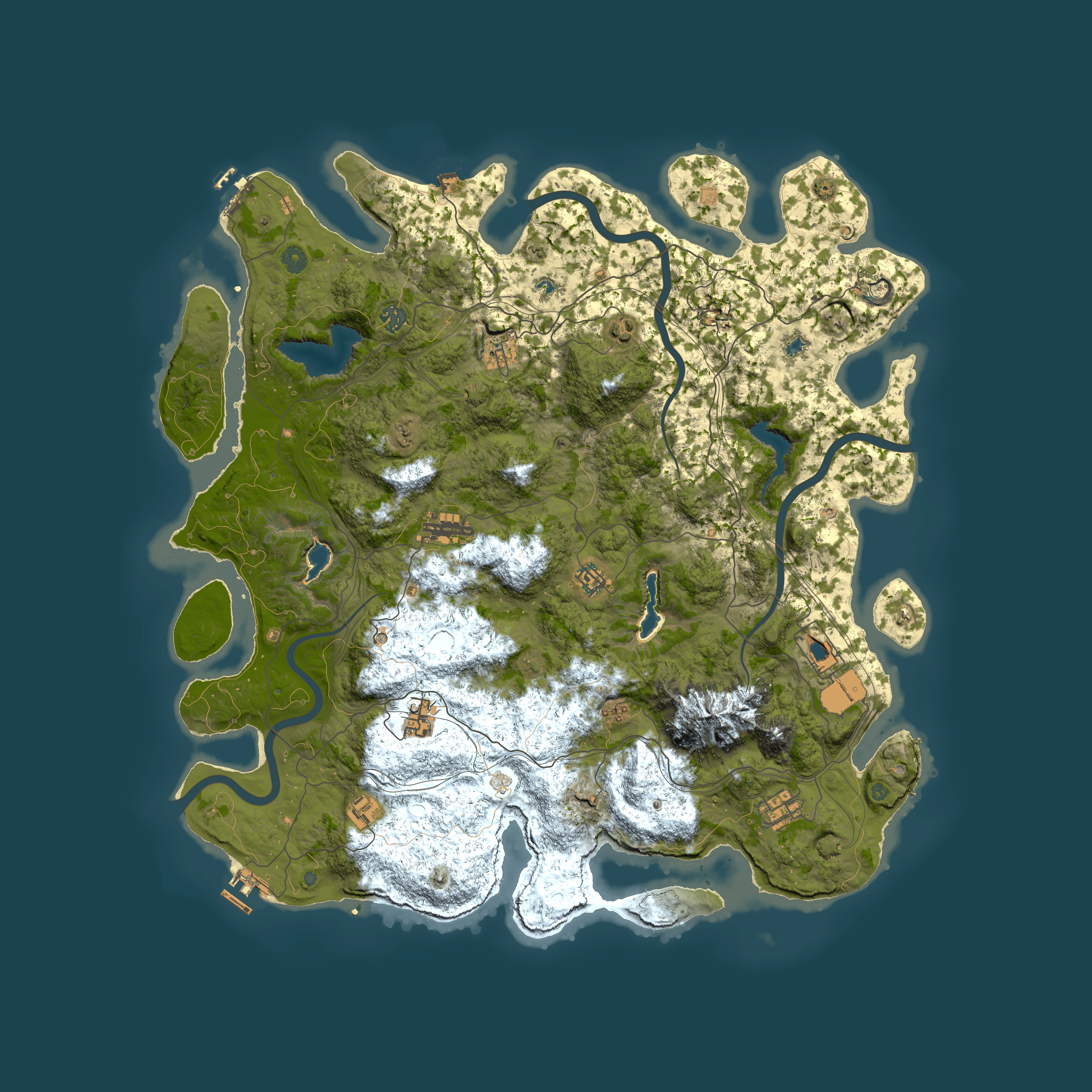 Full top-down render of Rust map seed 679424881, 5000x5000m