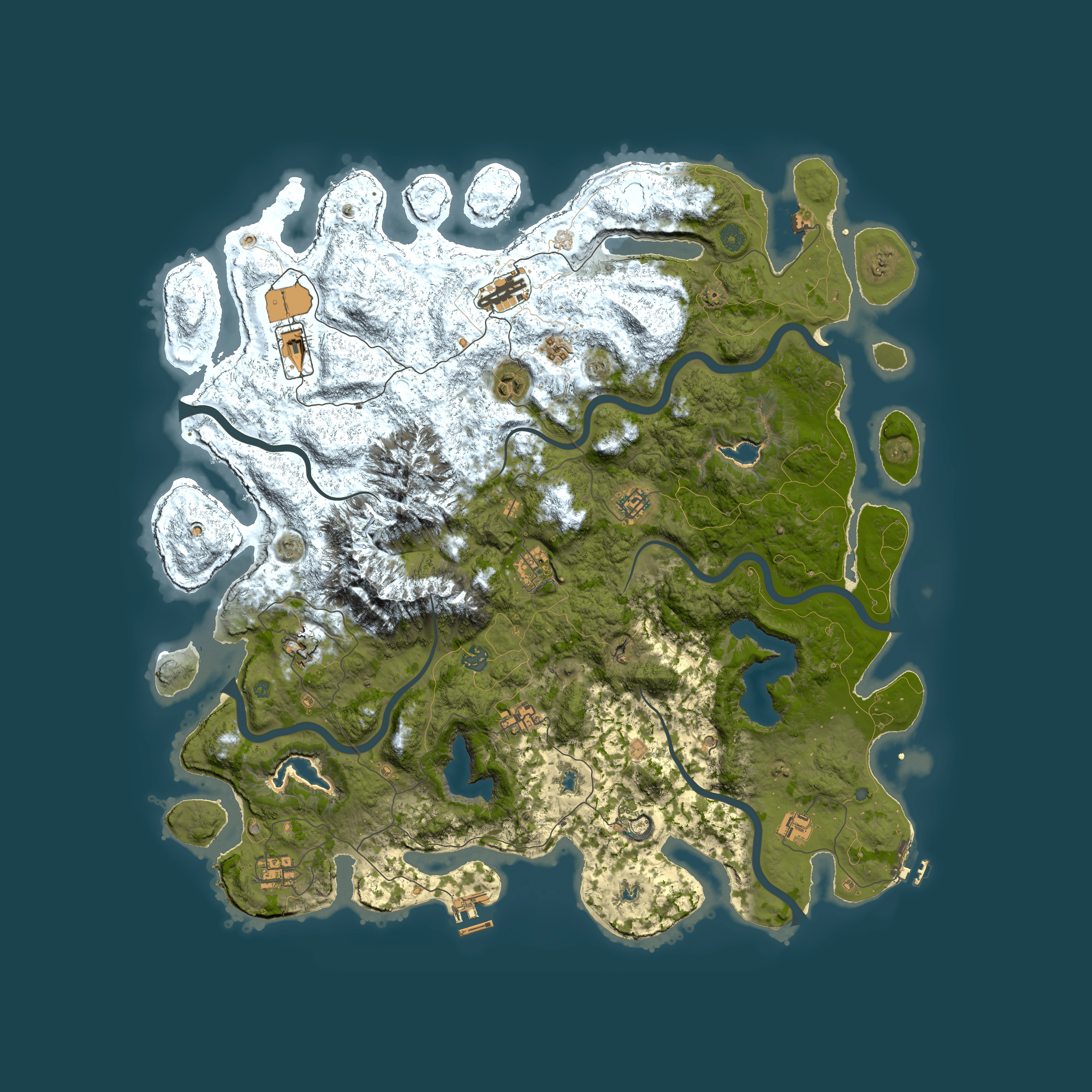 Full top-down render of Rust map seed 55195121, 5000x5000m