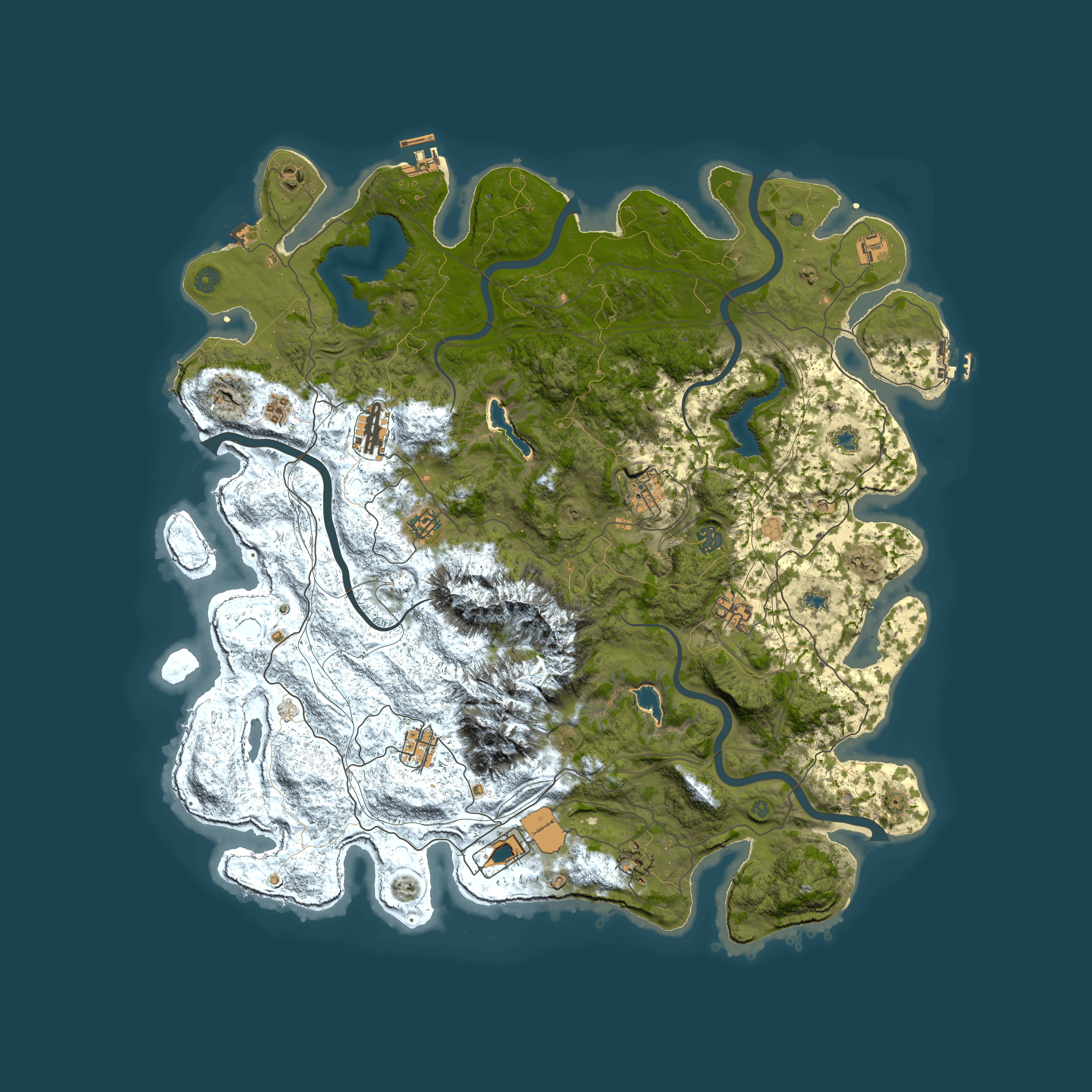 Full top-down render of Rust map seed 298373083, 5000x5000m