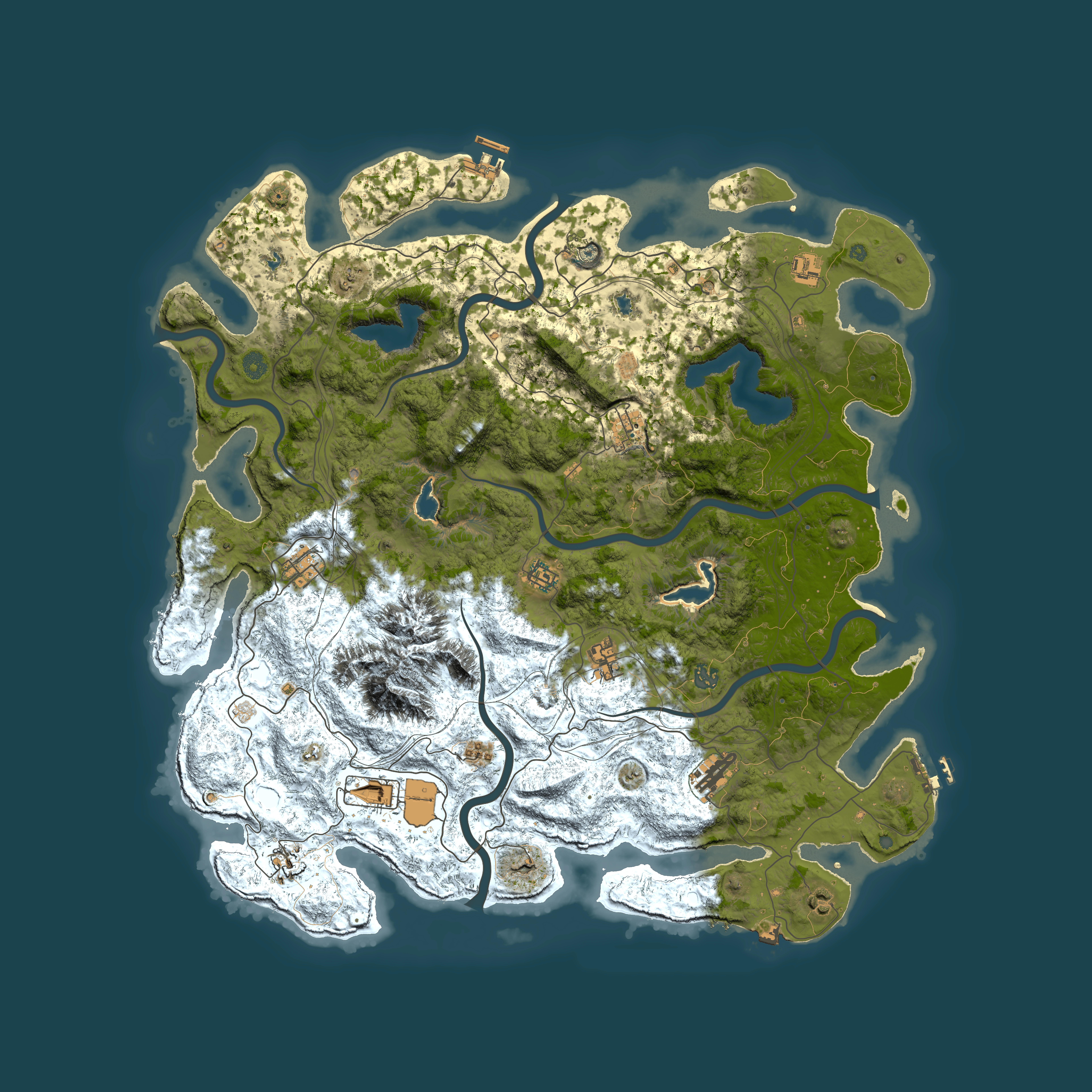 Full top-down render of Rust map seed 213020810, 5000x5000m
